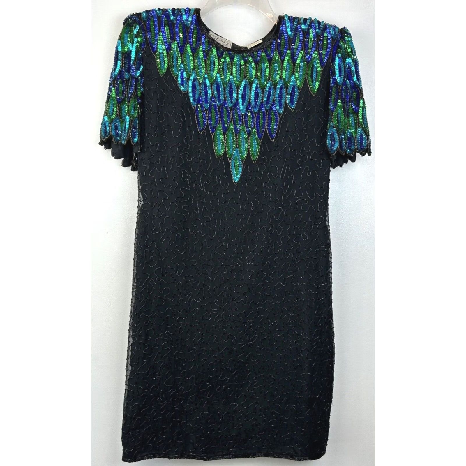 Vintage VINTAGE Stenay Dress Black Silk Sequin Bead Cocktail Evening Women Sz 12 P 80s Size XL / US 12-14 / IT 48-50 - 2 Thumbnail