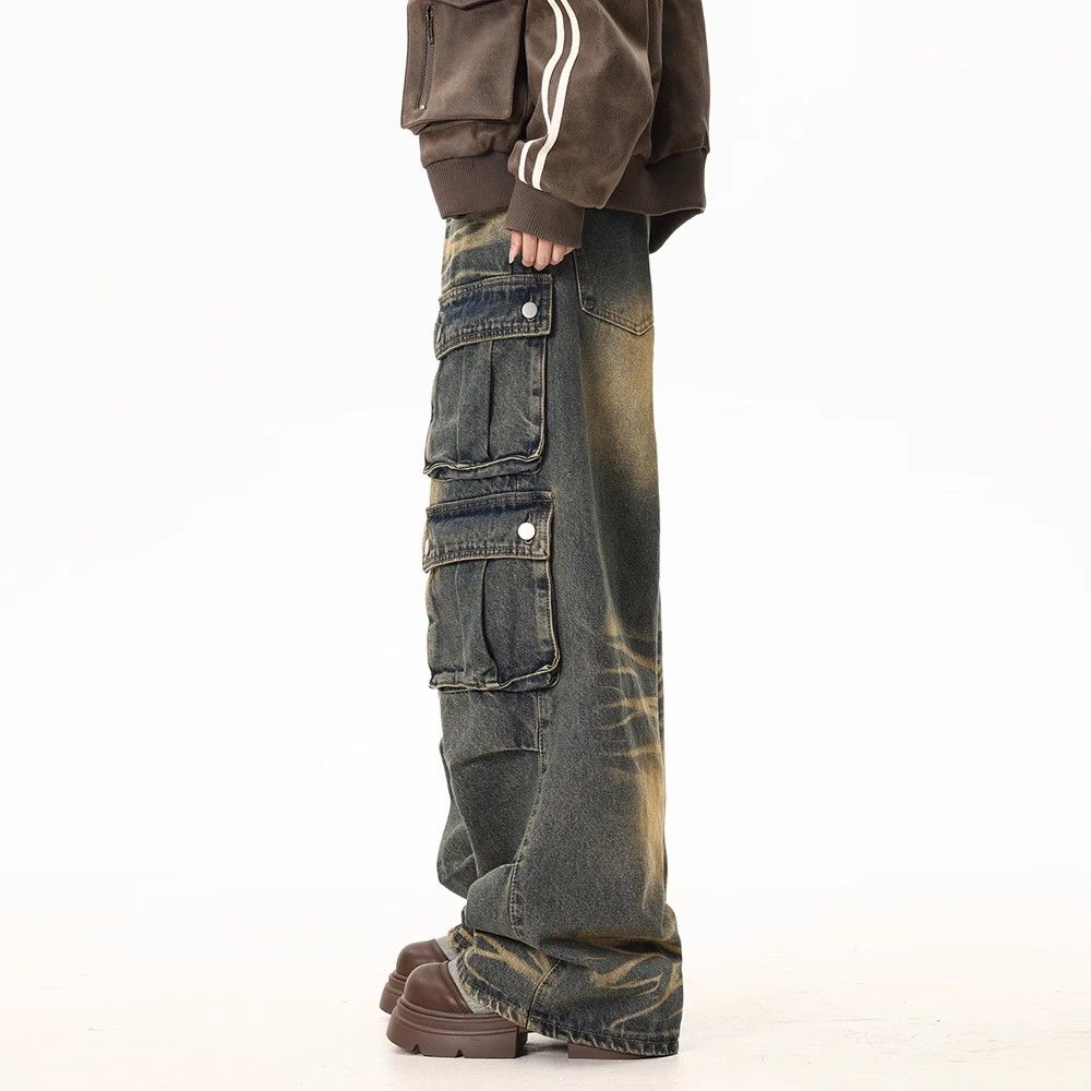 Japanese Brand × Jean Men's washed distressed multi-pocket cargo jeans Size US 32 / EU 48 - 4 Thumbnail