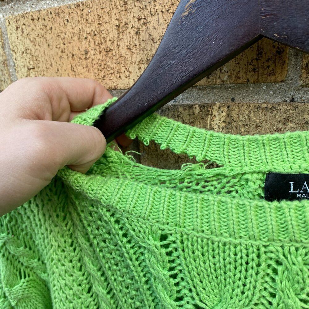 Ralph Lauren Black Label Ralph Lauren BLACK LABEL Cable Knit Sweater Green Large Size L / US 10 / IT 46 - 7 Thumbnail