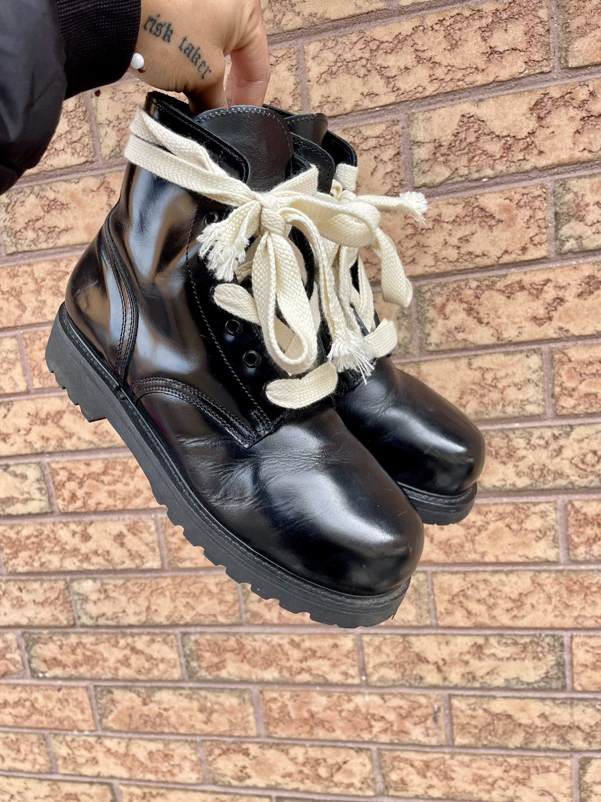 1980s Vintage Leather Combat Ankle Boots