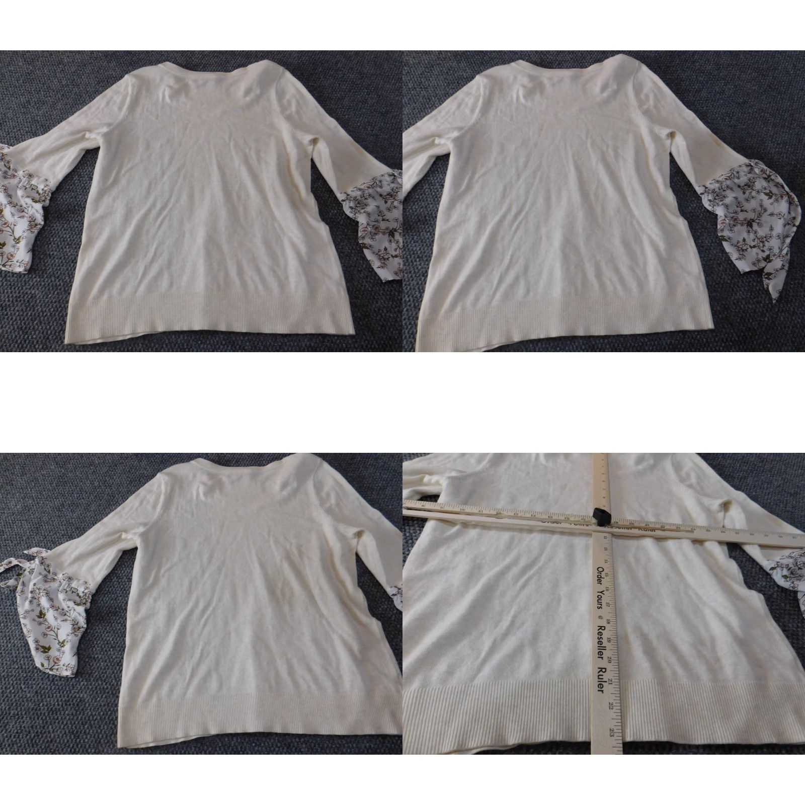 Loft VINTAGE not - LOFT Beige Knit Pullover Bell Sleeve Crew Neck Sweater - Womens Petite Regular Size PL Long Sleeve Machine Washable Size L / US 10 / IT 46 - 8 Thumbnail