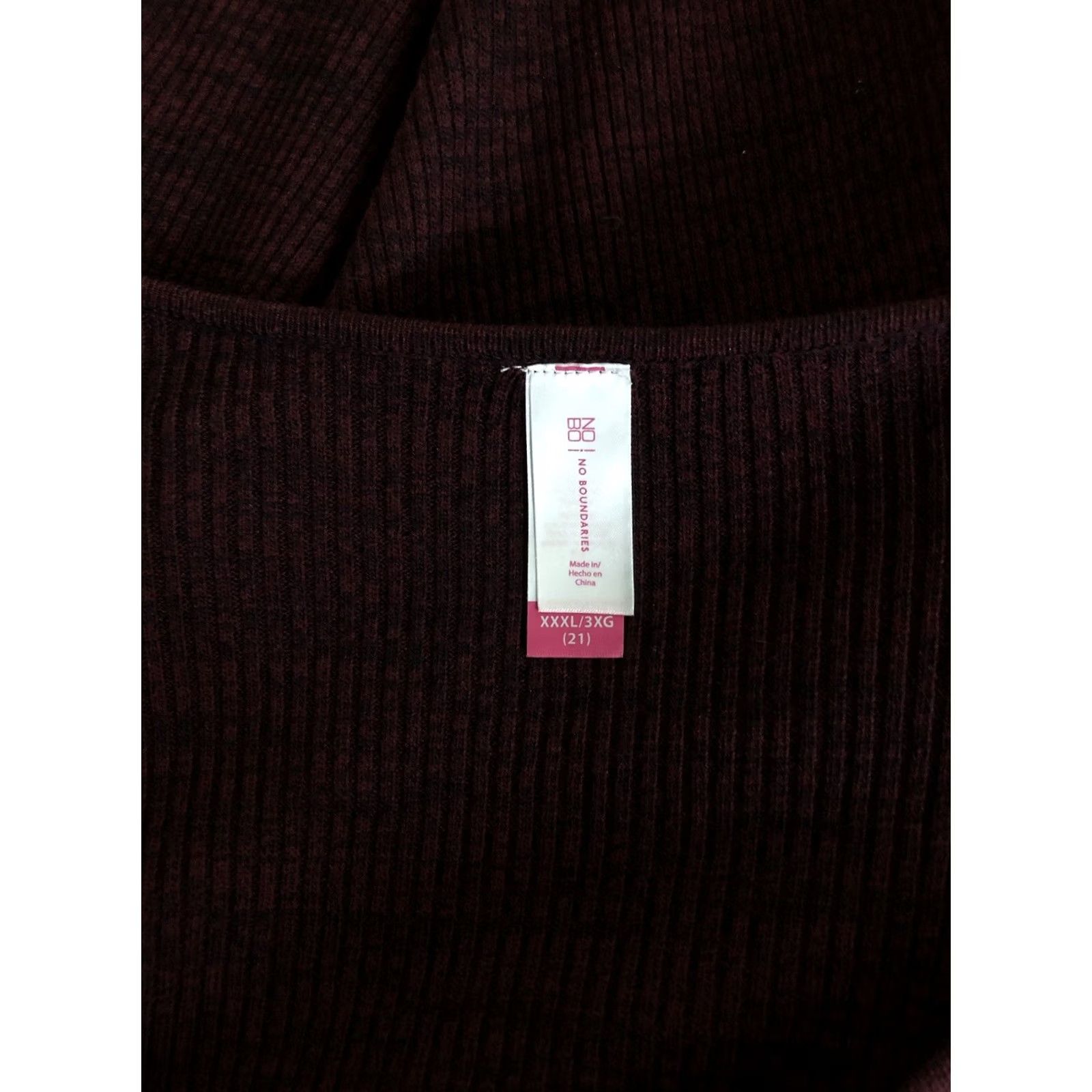 Vintage NoBo Sweater 3XL Burgundy Scoop Zipper Neck Jersey Ribbed Knit Cottage Size XXL / US 16-18 / IT 52-54 - 4 Thumbnail