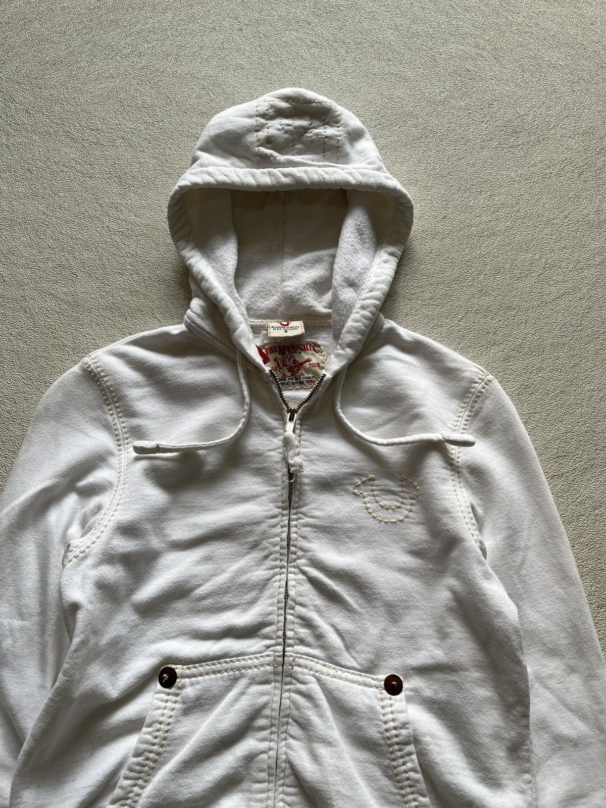 True Religion True Religion - Off white Zipper Hoodie Size S / US 4 / IT 40 - 2 Thumbnail