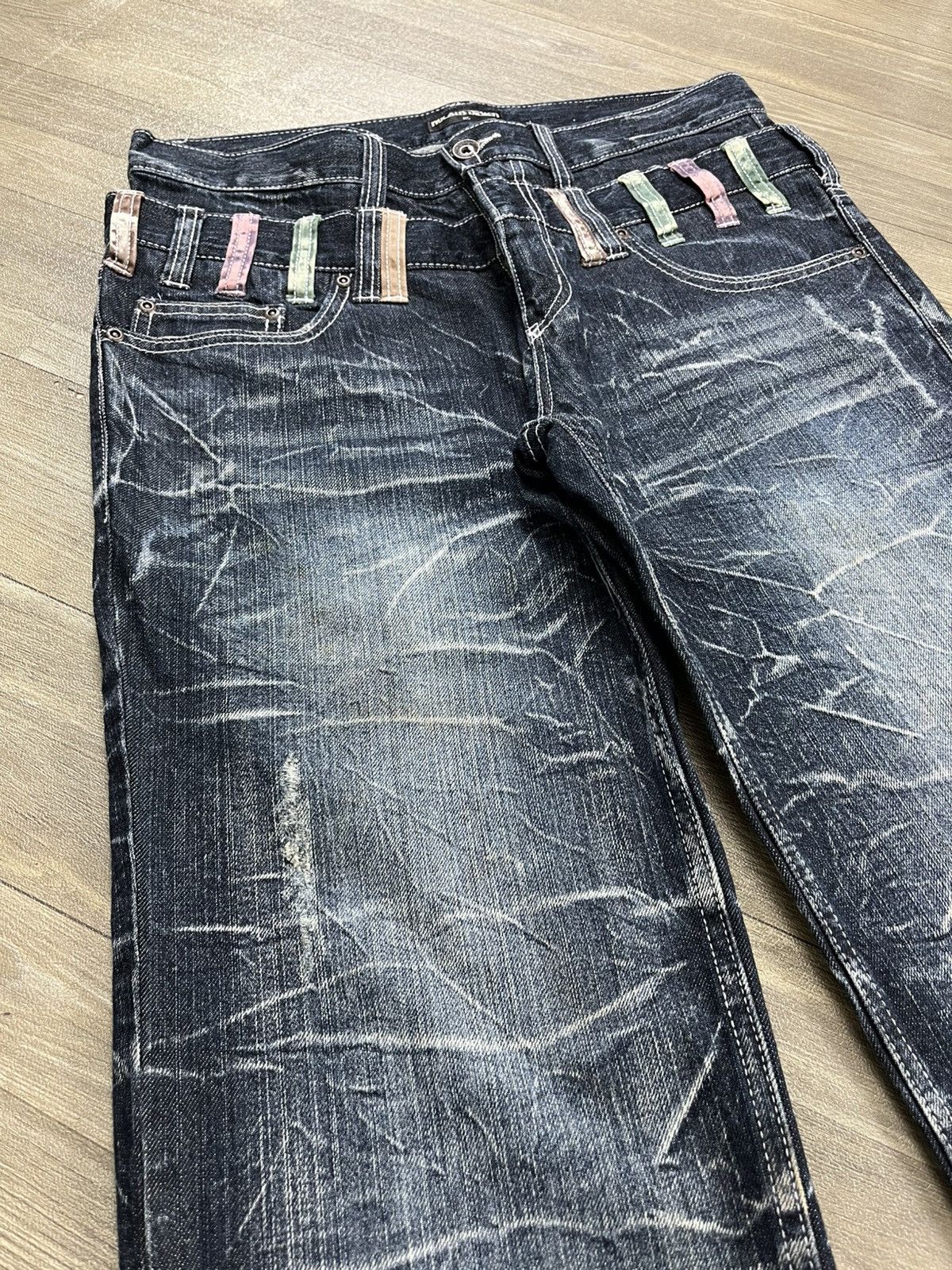 If Six Was Nine 2000s Nylaus Double Waist Distressed Punk Faded Baggy Jeans Size US 31 - 3 Thumbnail