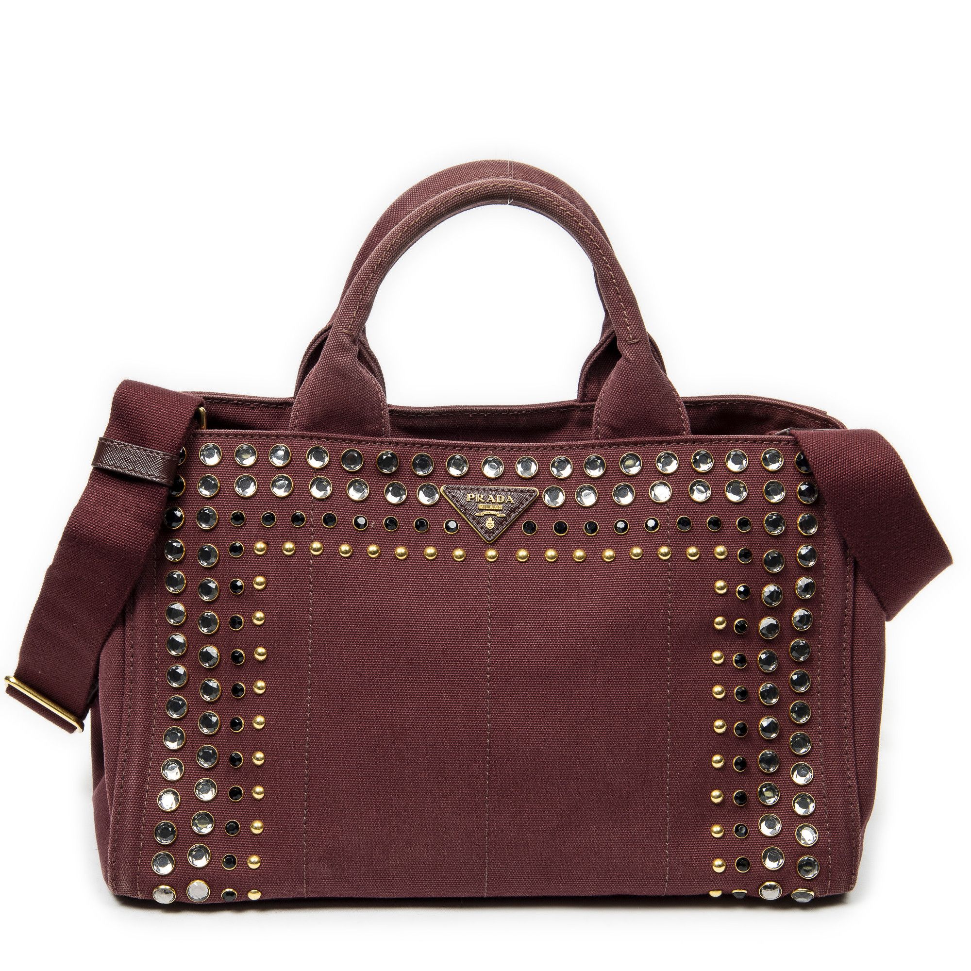 Prada Medium Rhinestone Canapa Tote Size ONE SIZE - 1 Thumbnail