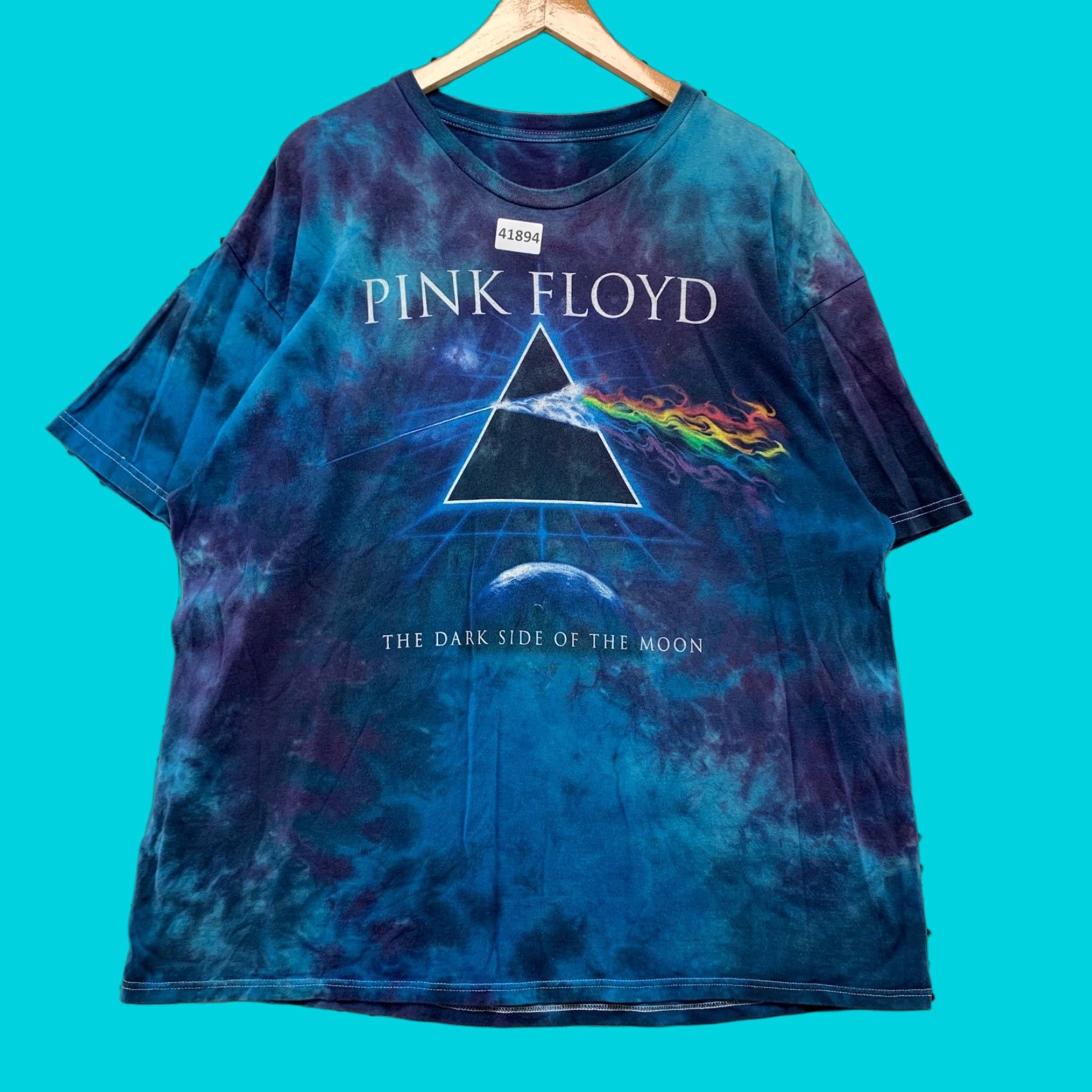 VINTAGE Pink Floyd T-Shirt Men 2XL Graphic Print Tie Dye Music Band Darkside Moon Cotton Short Sleeve Blue 90s