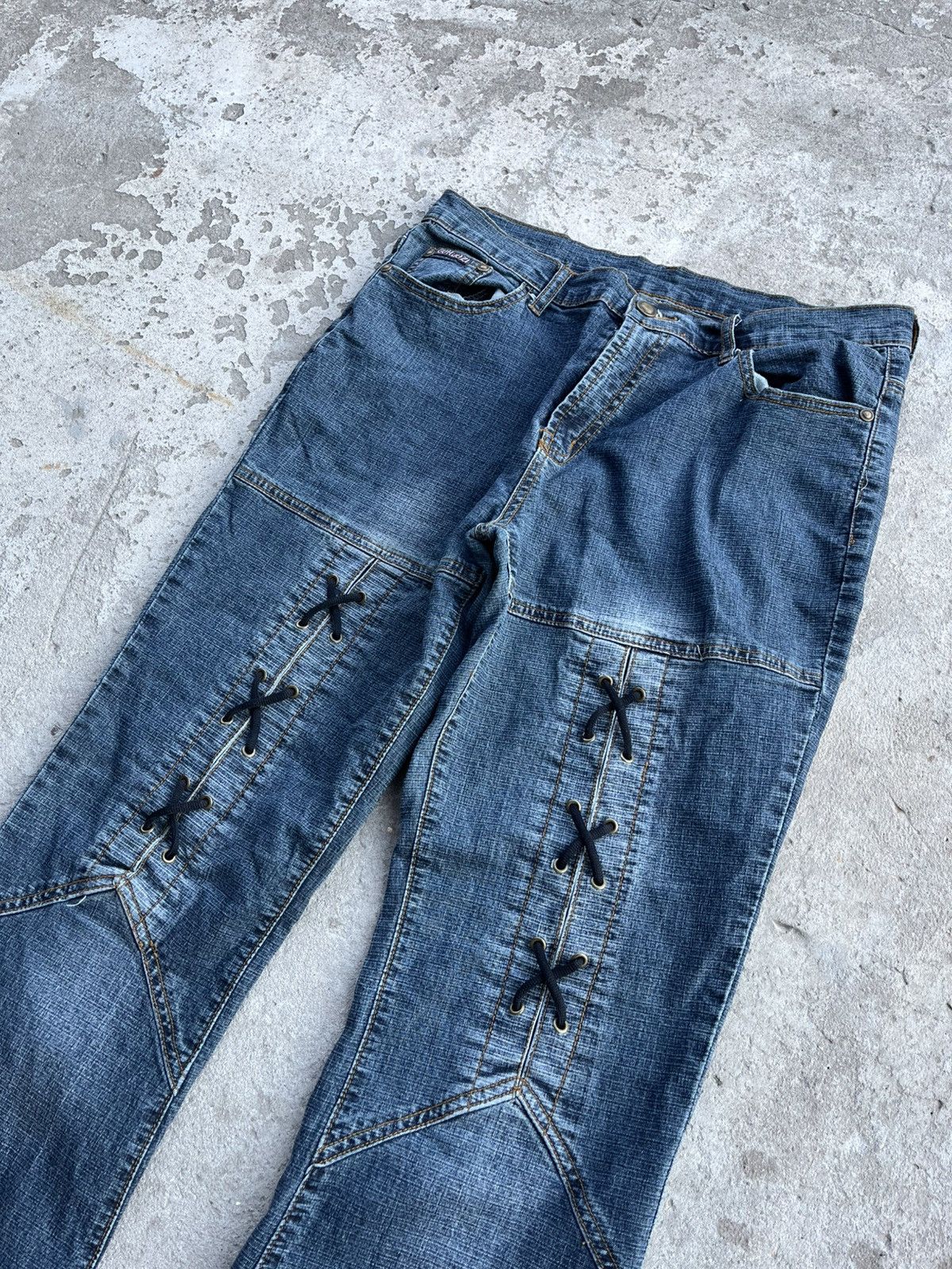 Hysteric Glamour × If Six Was Nine × Le Grande Bleu (L.G.B.) 90s Vintage Flared Boot Cut Faded Avant Gard Denim Jeans Y2k Size 30" / US 8 / IT 44 - 2 Thumbnail