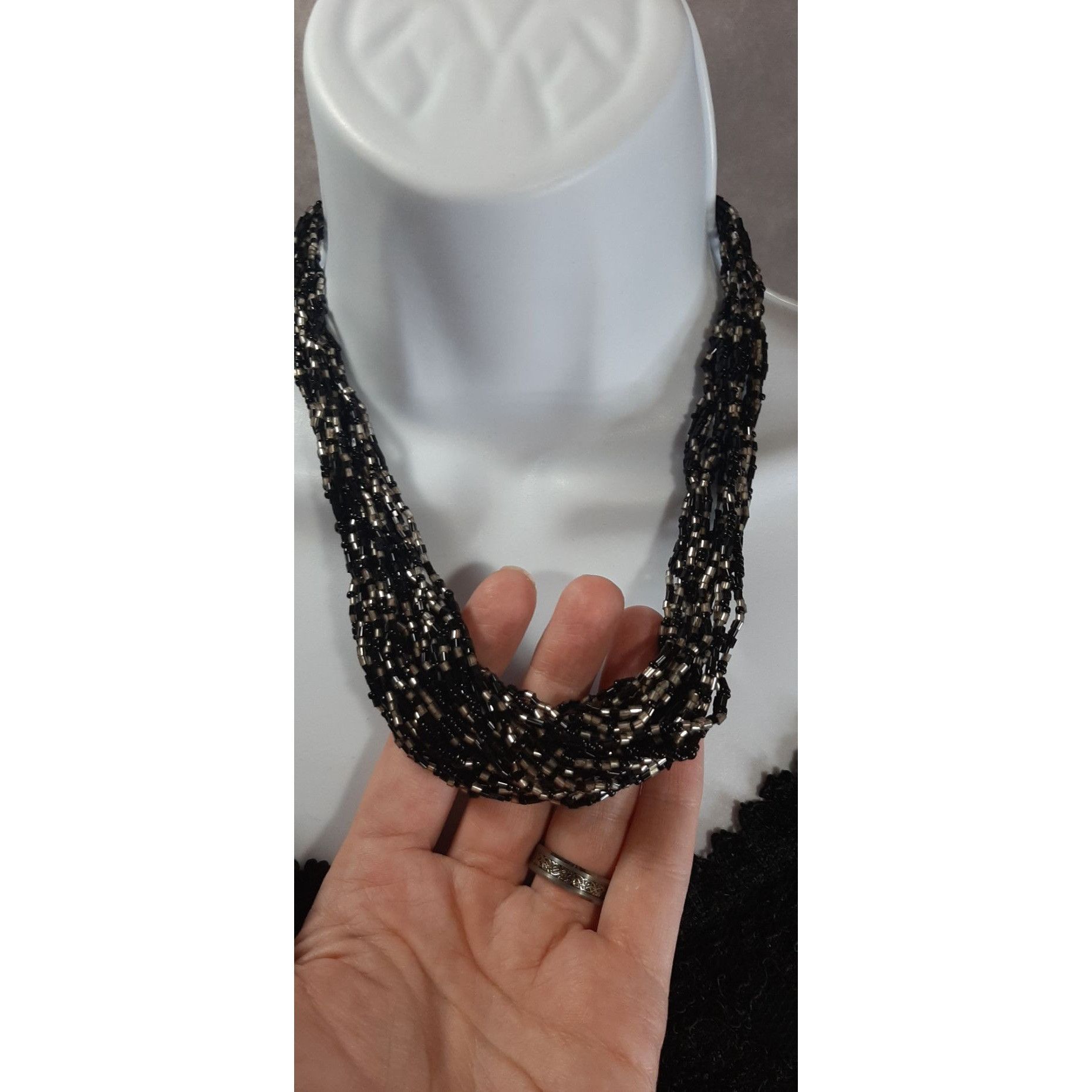 Coldwater Creek Vintage 90s Coldwater Creek Black And Silver Tone Beaded Nec Size ONE SIZE - 2 Thumbnail