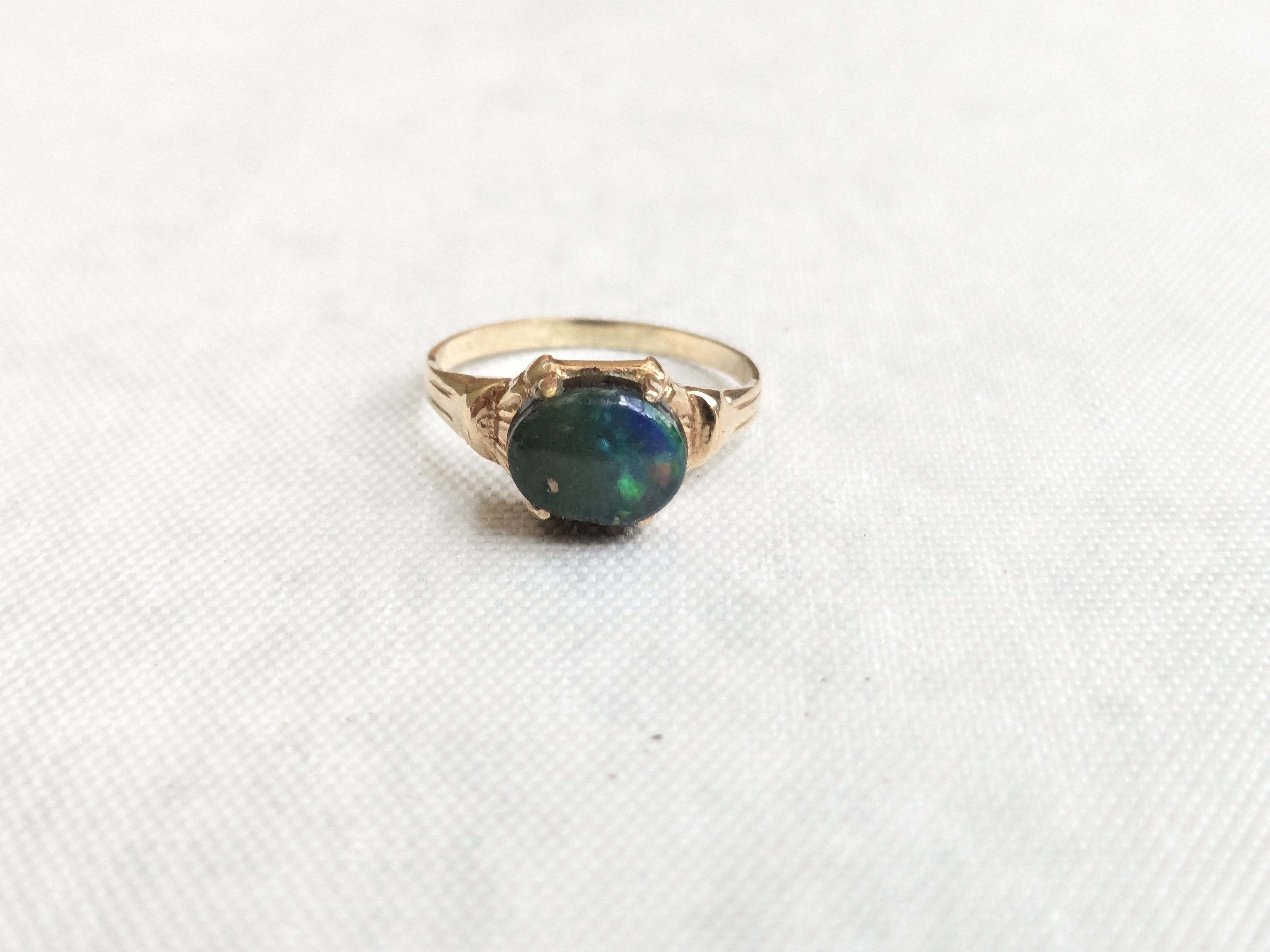 Jewelry 10k Yellow Gold Ring Black Opal Oval Size ONE SIZE - 4 Thumbnail