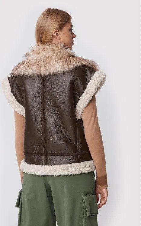 Pinko Pinko Gema Faux Sheepskin Aviator Waistcoat Gilet Size S / US 4 / IT 40 - 2 Thumbnail