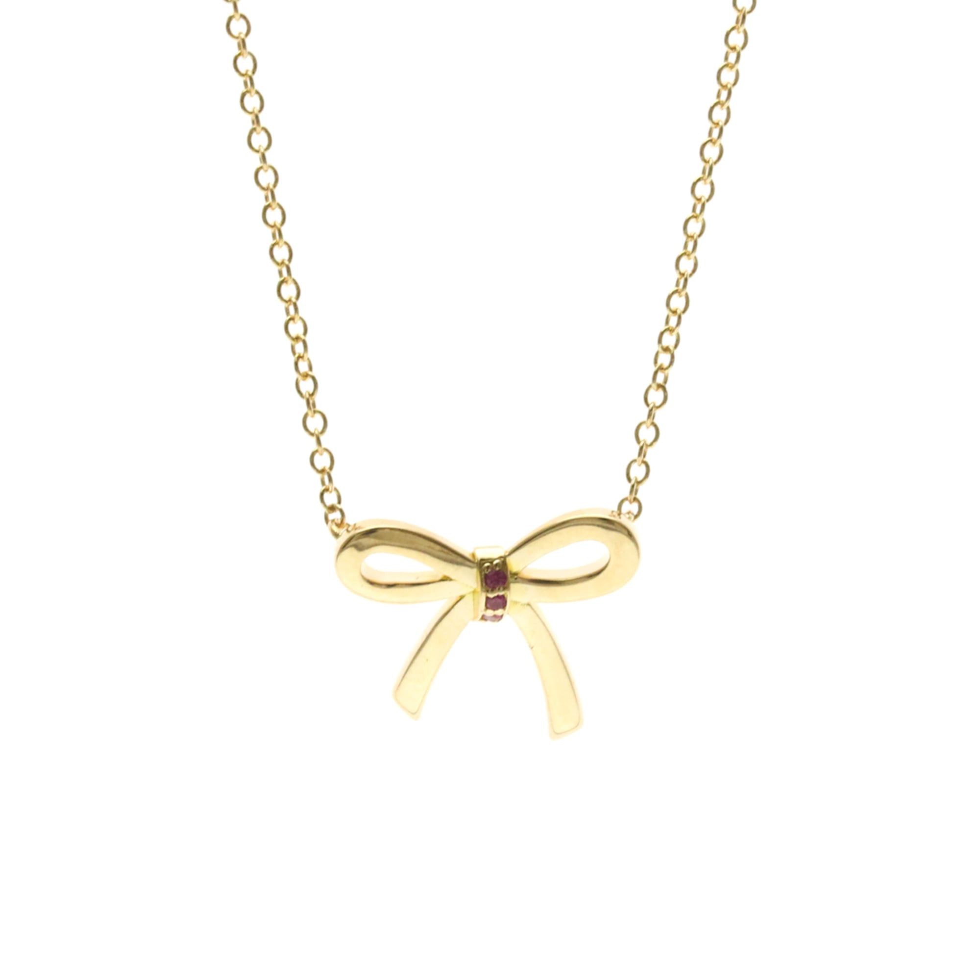 Tiffany & Co. Tiffany Bow Pink Sapphire Necklace Pink Gold (18K) Sapphire Women,Men Fashion Pendant Necklace (Pink Gold) Size ONE SIZE - 1 Thumbnail
