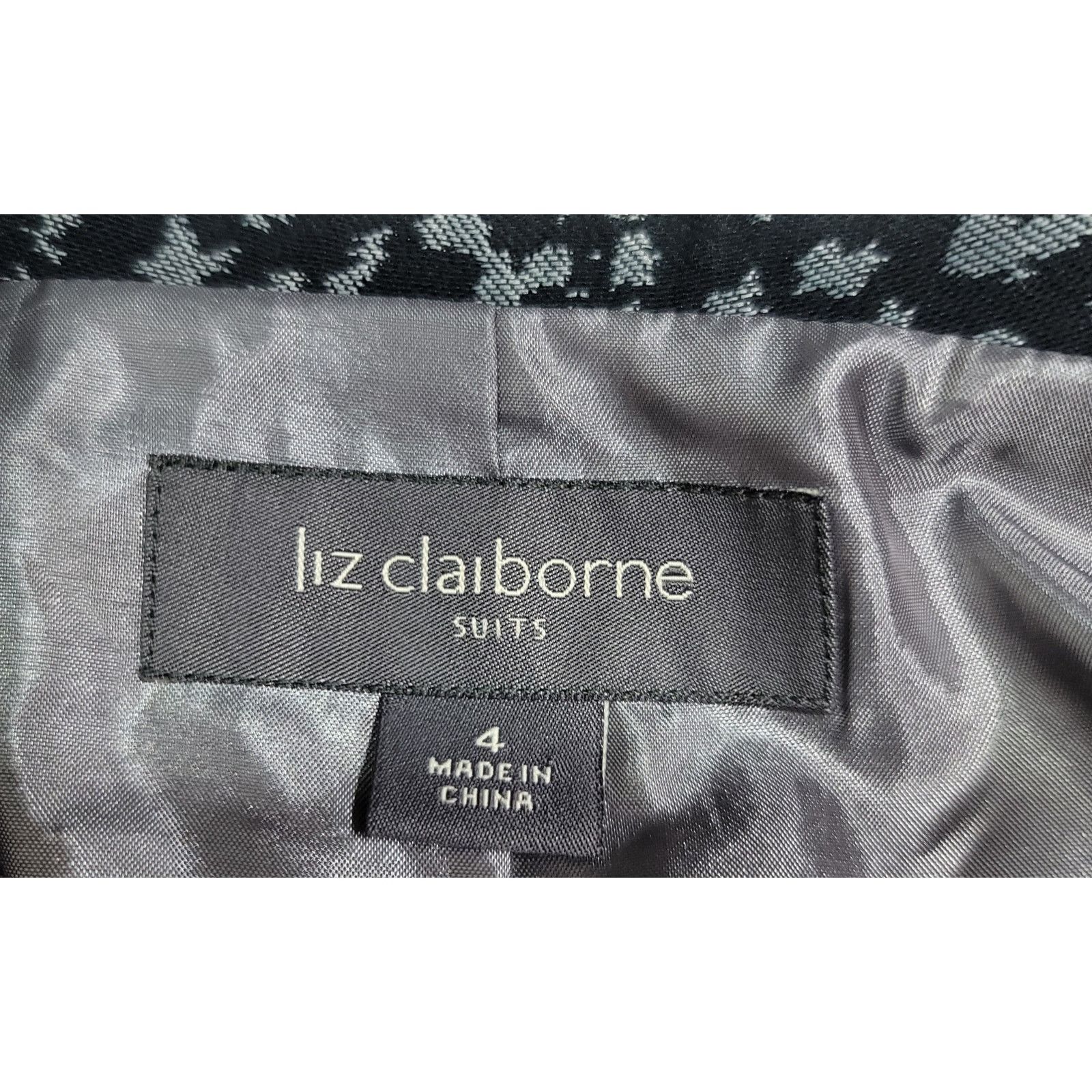 Other VTG Liz Claiborne Suits Black Silver Abstract Print Blazer 4 Size S / US 4 / IT 40 - 3 Thumbnail