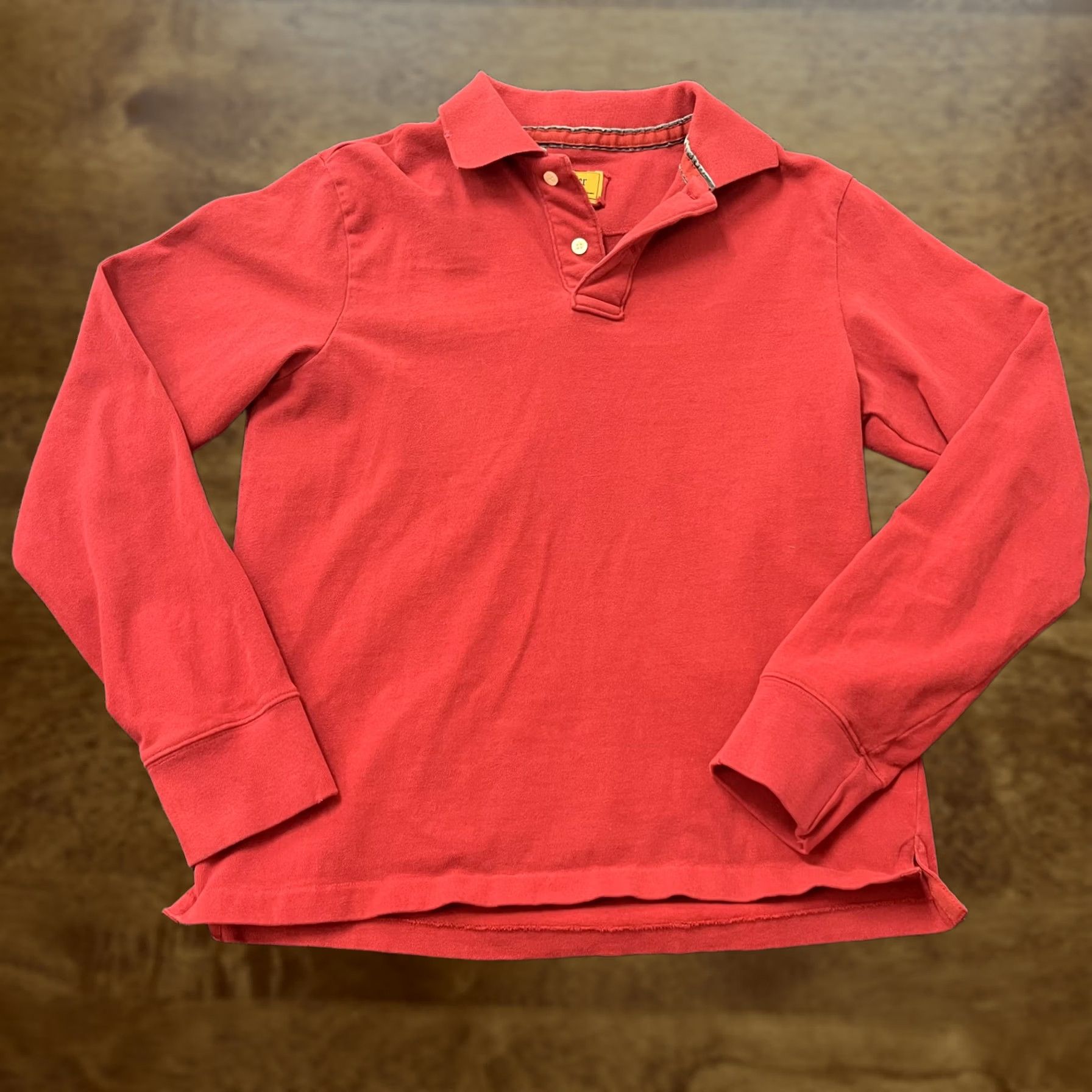 Vintage Trailer Polo Shirt Mens Large Red Long Sleeve Cotton Knit Collared Top Size US L / EU 52-54 / 3 - 1 Thumbnail