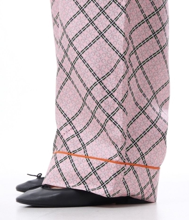 Gucci o1la5ras0526 Printed Silk Twill Trousers in Pink Size 26" / US 2 / IT 38 - 7 Thumbnail