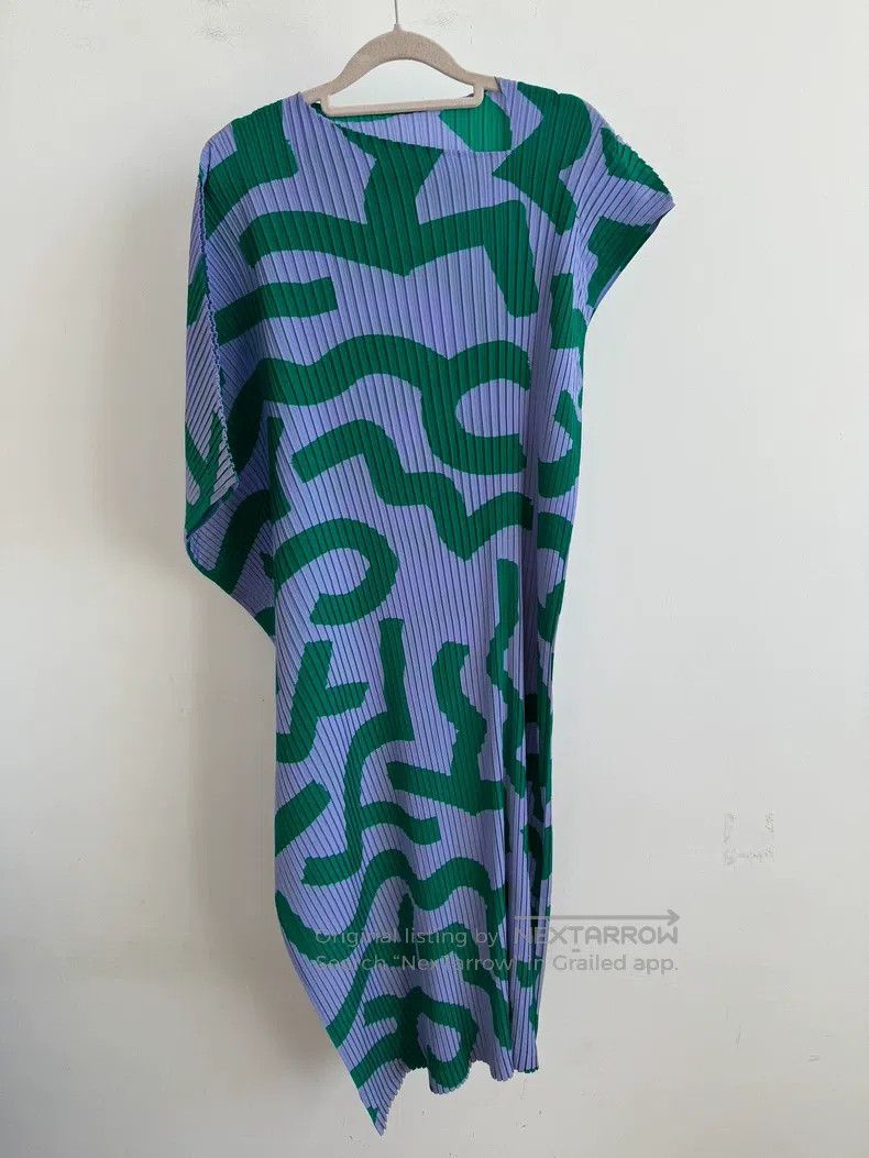 Issey Miyake Issey Miyake Oracle Bone Script Blue Dress Size M / US 6-8 / IT 42-44 - 2 Thumbnail