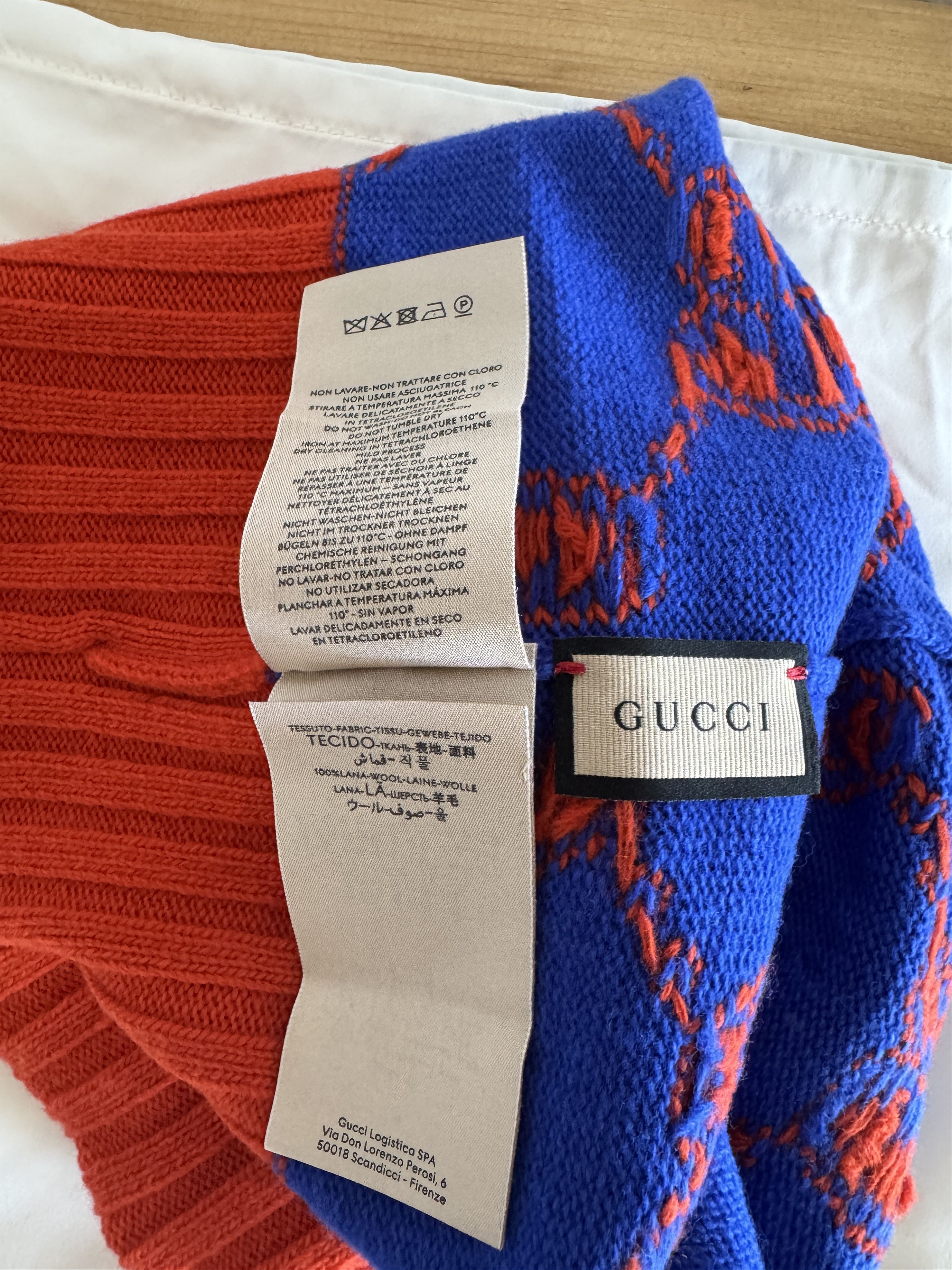 Gucci GUCCI Orange/Blue Wool GG Beanie Size ONE SIZE - 5 Thumbnail