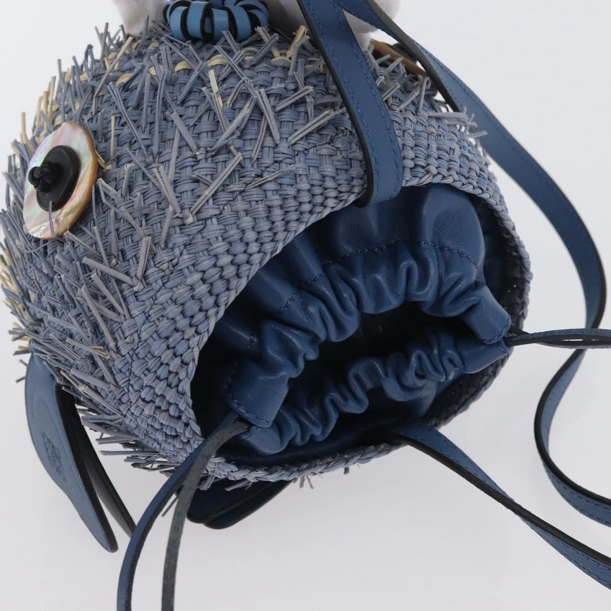 Loewe LOEWE Basket Bag Blow Fish Shoulder Bag Raffia Light Blue Size ONE SIZE - 6 Thumbnail