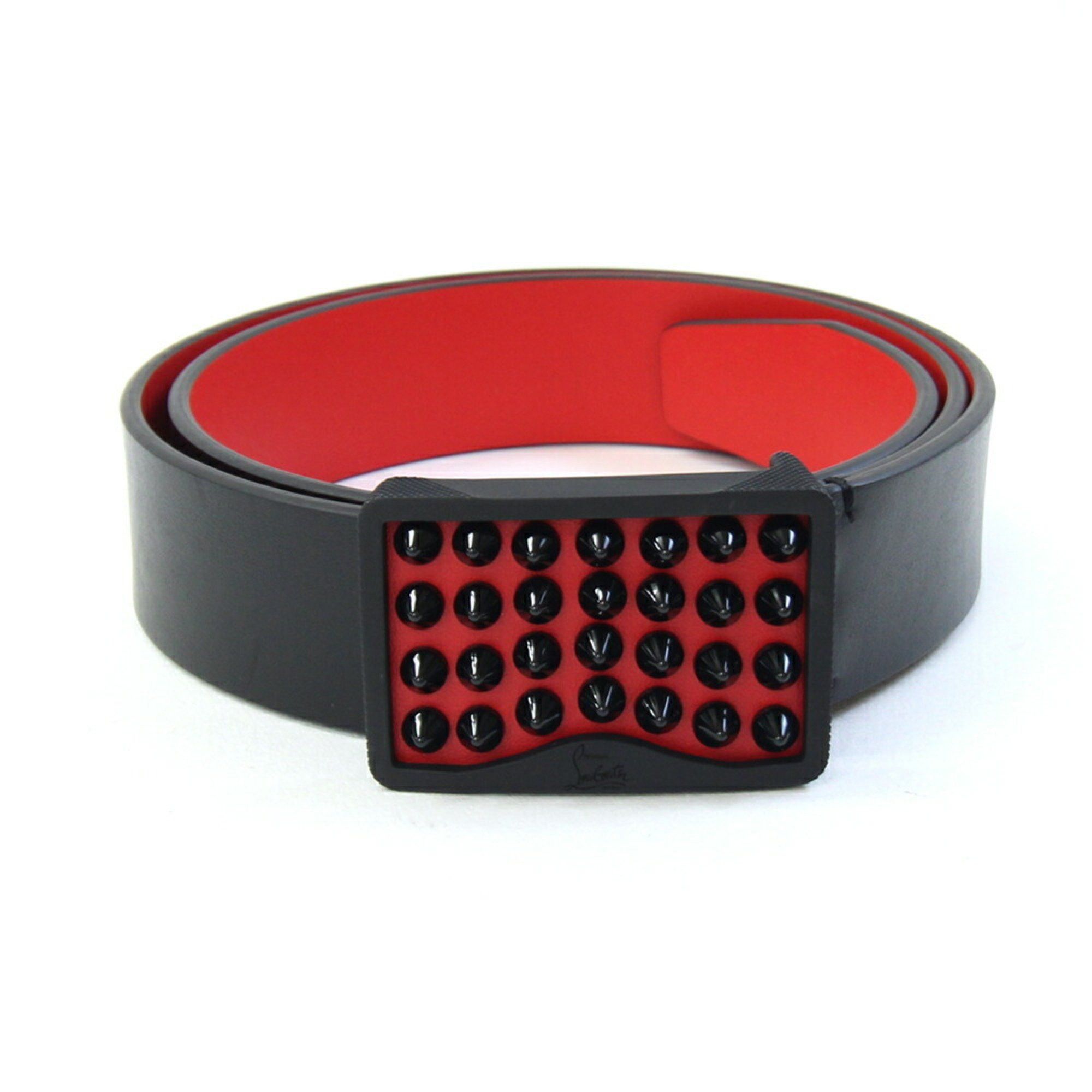 Christian Louboutin Christian Louboutin Louboutin Belt Lewis 1195195 Black Red Leather 85cm Spike Studs Men's Christian Size ONE SIZE - 1 Thumbnail