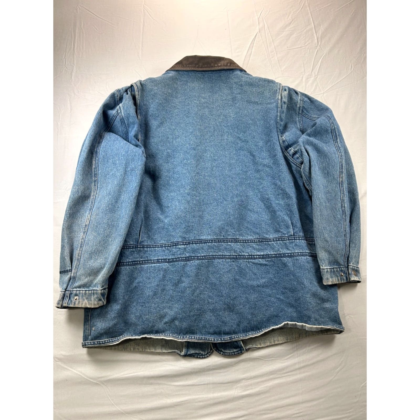 Vintage VINTAGE Woolrich Jacket Mens XL Blue Denim Leather Collar Barn Chore Coat Blanket Lined Size US XL / EU 56 / 4 - 7 Thumbnail