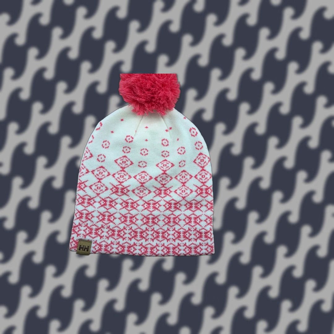 Helly Hansen Helly Hansen Womens Beanie Hat One Size Pom Pom Ladies Pink Knit Geometric Winter Cap Womens Size ONE SIZE - 1 Thumbnail