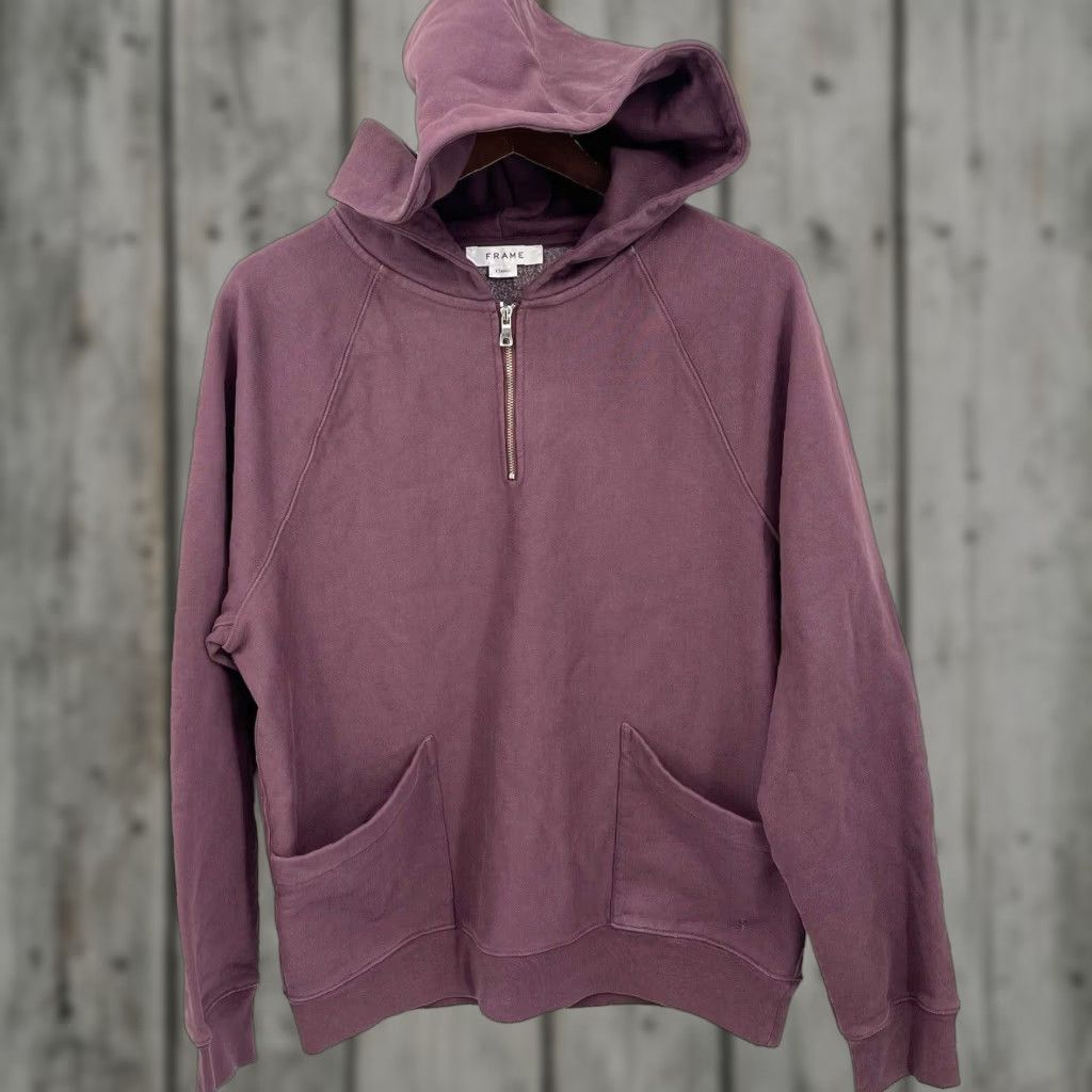 Frame Frame Hoodie Mens Large Quarter Zip Purple Classic Fit Pockets Zipper Size US L / EU 52-54 / 3 - 1 Thumbnail