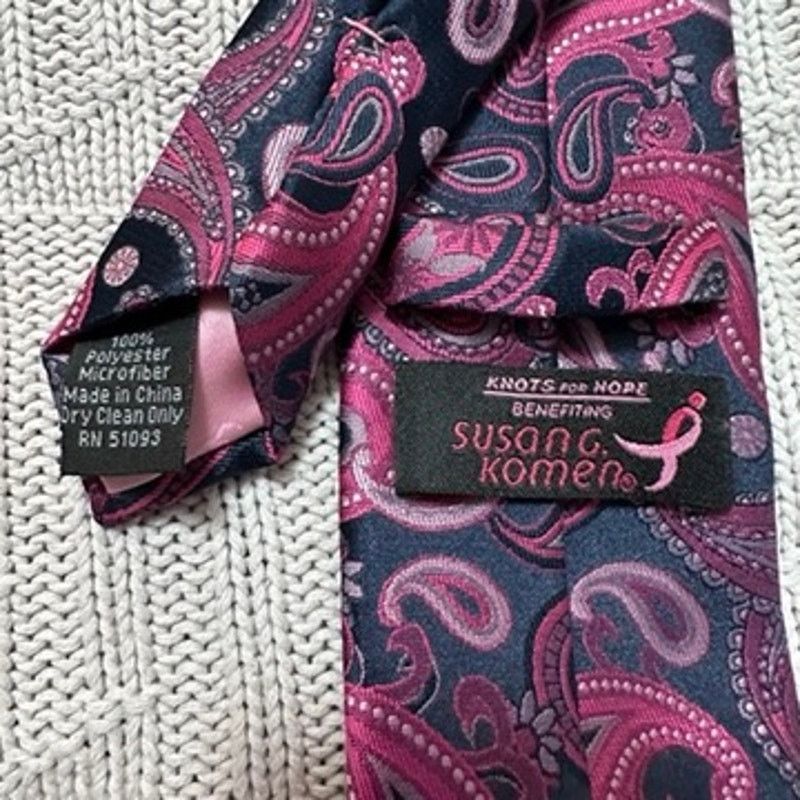 Other Pink Paisley Breast Cancer Awareness Susan G Komen tie Size ONE SIZE - 3 Thumbnail