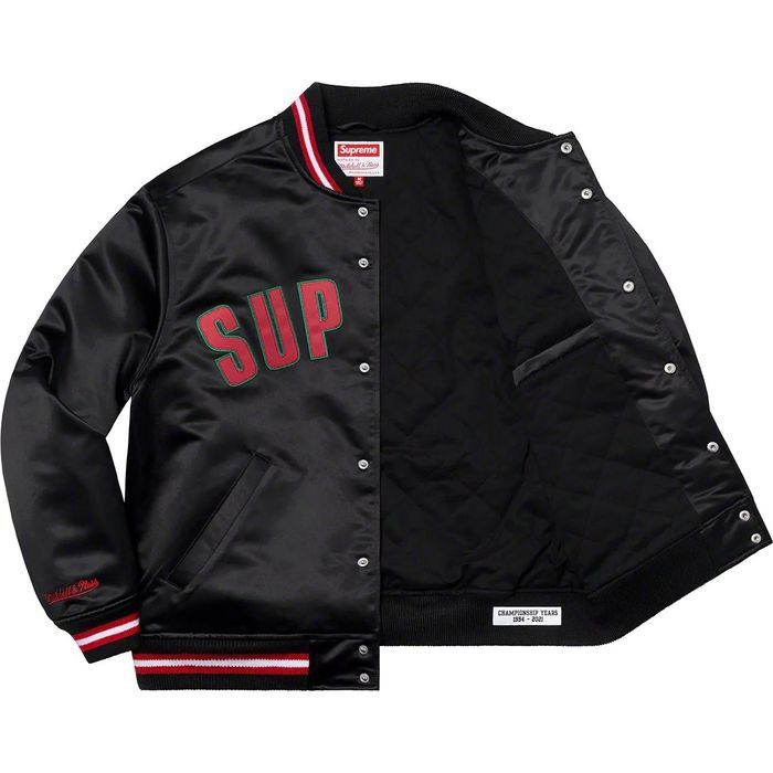 New with Tags Supreme X Mitchell Ness Black Varsity Jacket L