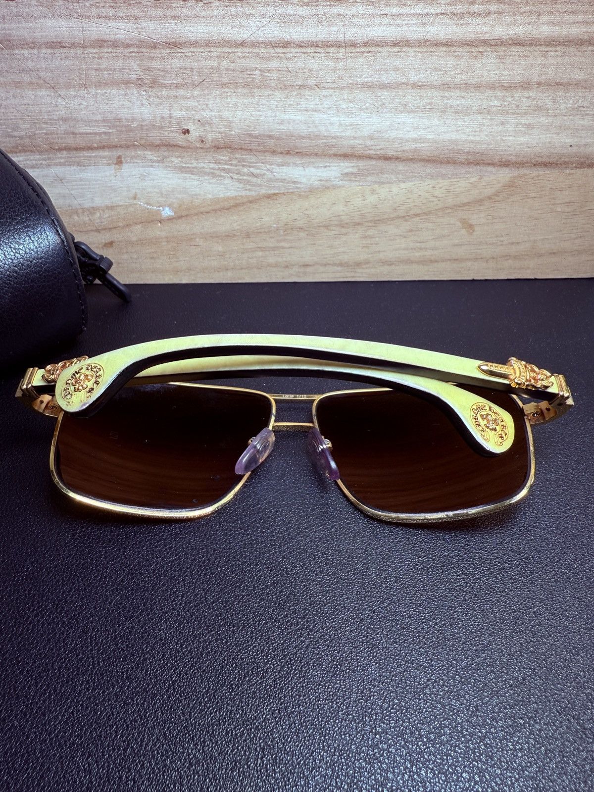 Chrome Hearts Chrome Hearts THROB Sunglasses Gold Filled White Ebony Size ONE SIZE - 11 Thumbnail