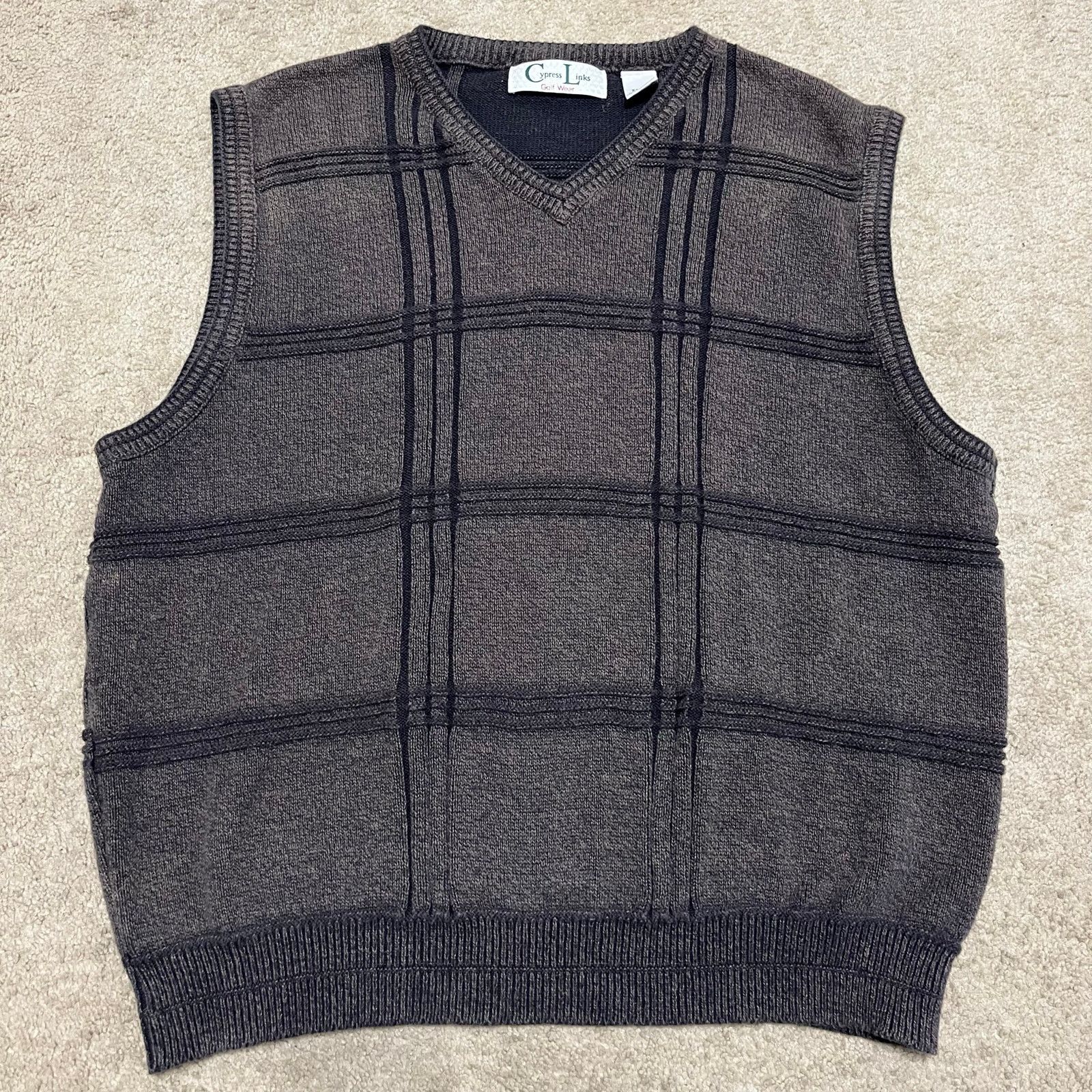 Other Vintage Cypress Links Golf Wear Knit Sweater Vest Plaid Gray Size US XL / EU 56 / 4 - 1 Thumbnail