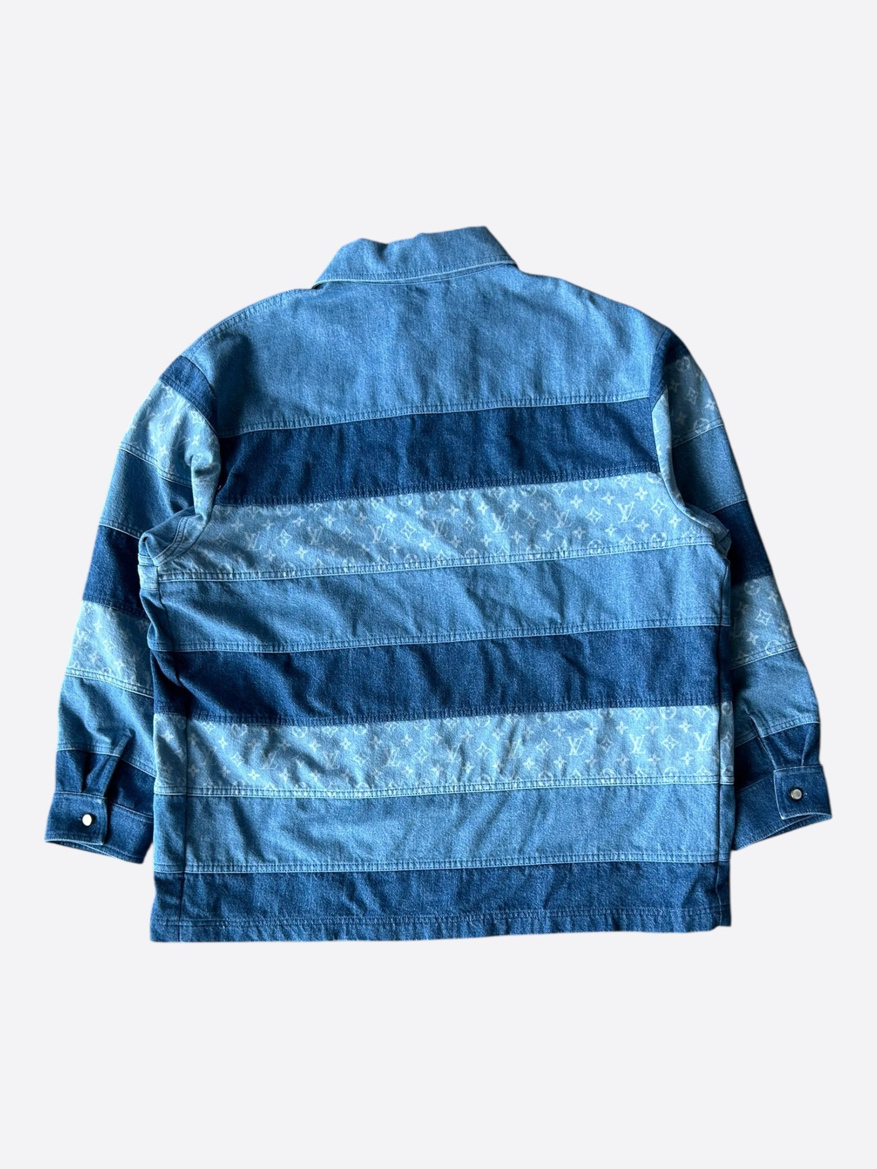 Louis Vuitton Louis Vuitton Blue Monogram Patchwork Denim Polo Shirt Size US XXL / EU 58 / 5 - 2 Thumbnail