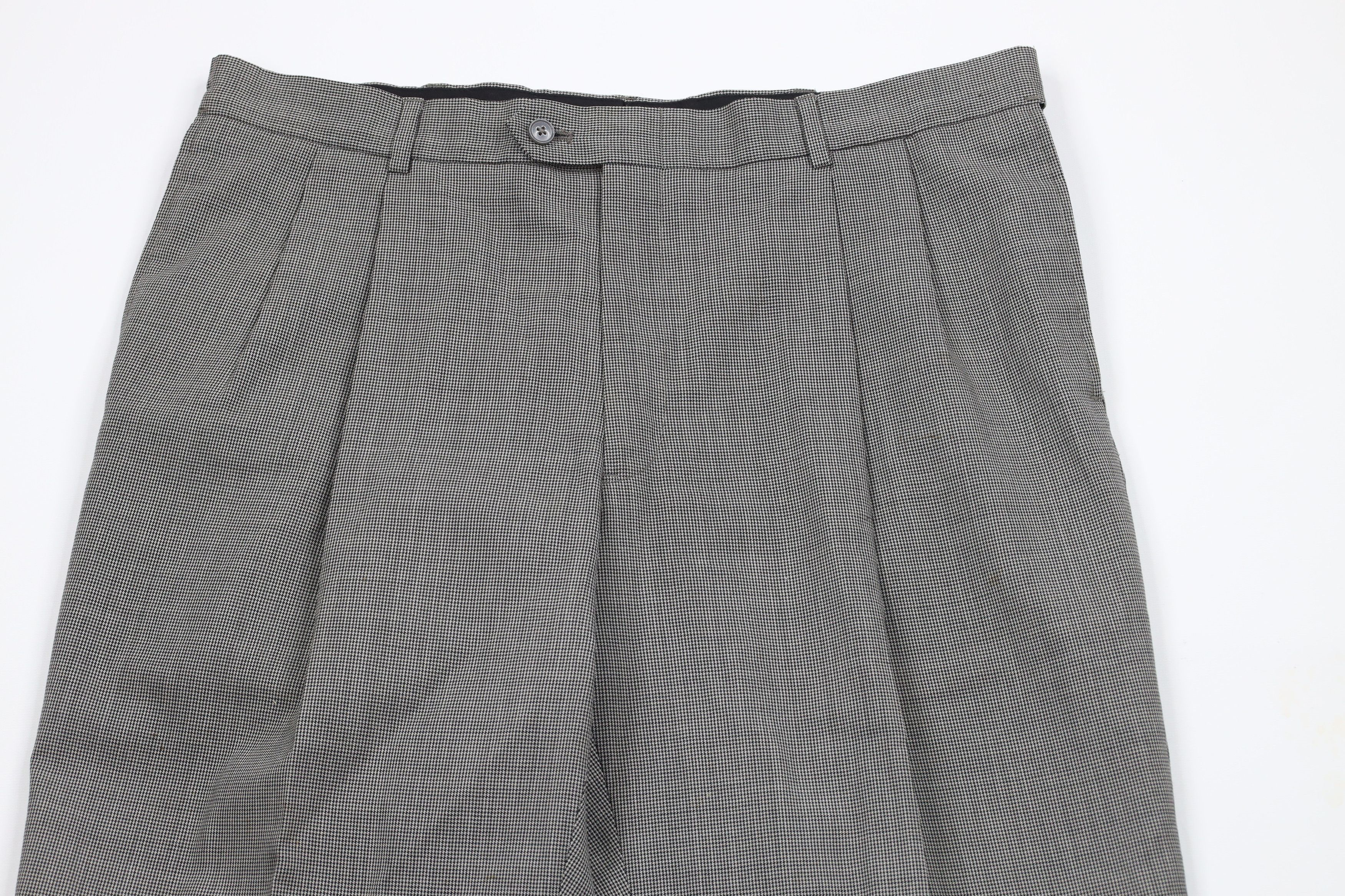 Vintage Vintage 90s Streetwear Houndstooth Wool Wide Leg Pants Size US 36 / EU 52 - 2 Thumbnail