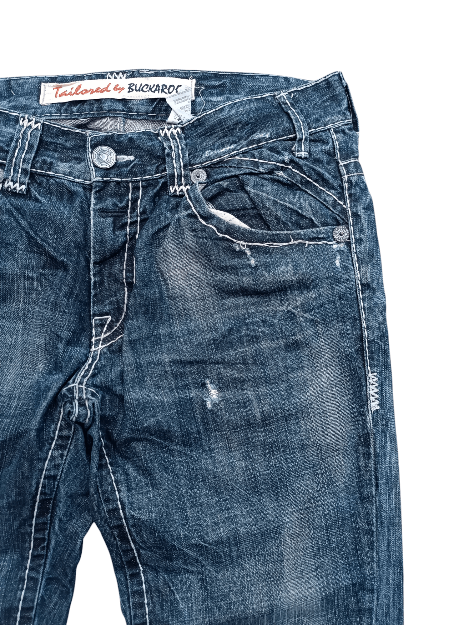 Japanese Brand FLARED💥BUCKAROO DISTRESSED DENIM PANT Size US 35 - 4 Thumbnail