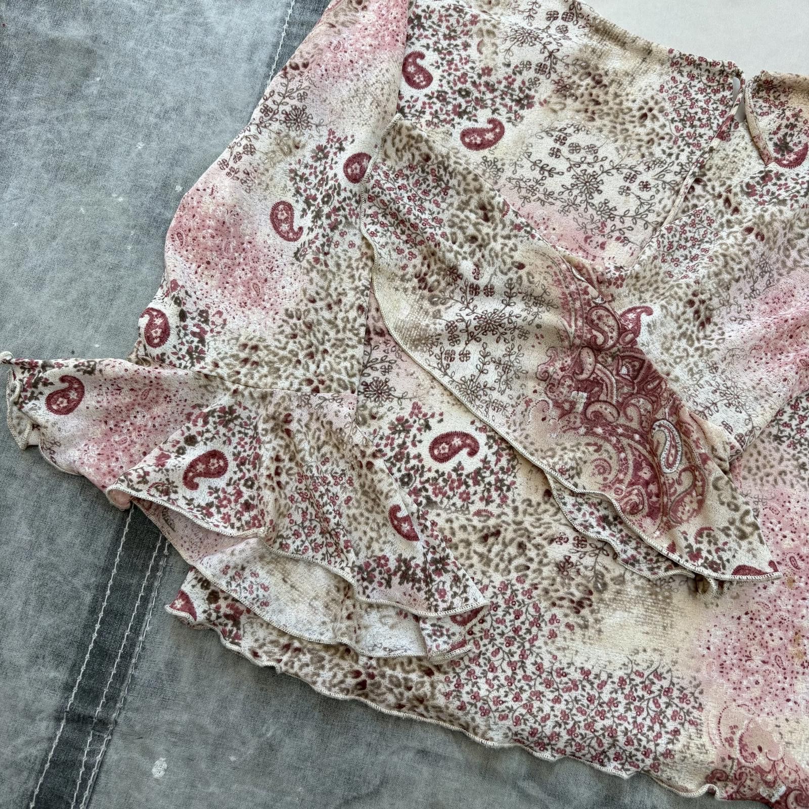 Vintage Vintage 90s Y2K Paisley Floral Flared Sleeves Lined Blouse Size XL / US 12-14 / IT 48-50 - 3 Thumbnail