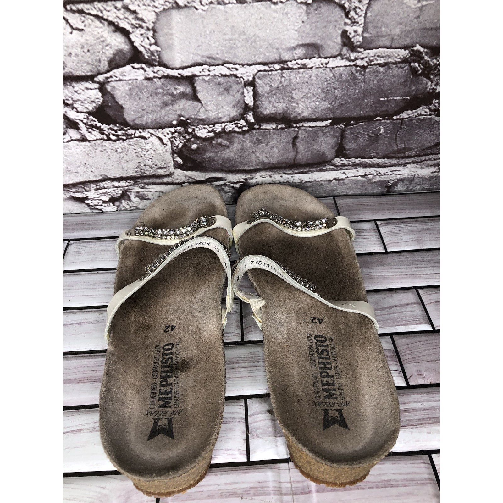 Mephisto Mephisto White Rhinestone Crystal Strap Slide Cork Sandals W Size US 11 / IT 41 - 7 Thumbnail