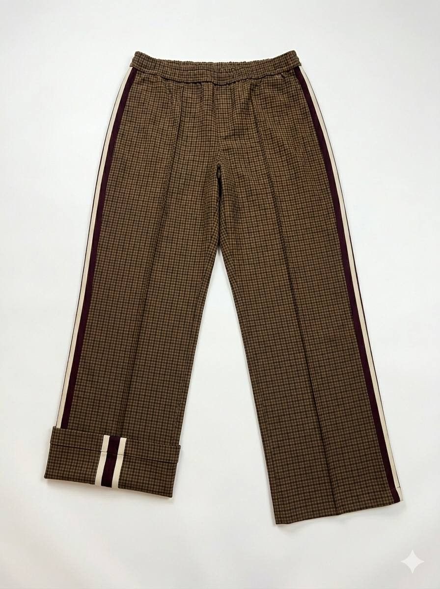 Zara Zara Gingham Wide Leg Track Pants Brown Plaid Side Stripe L Size 34" / US 12 / IT 48 - 3 Thumbnail