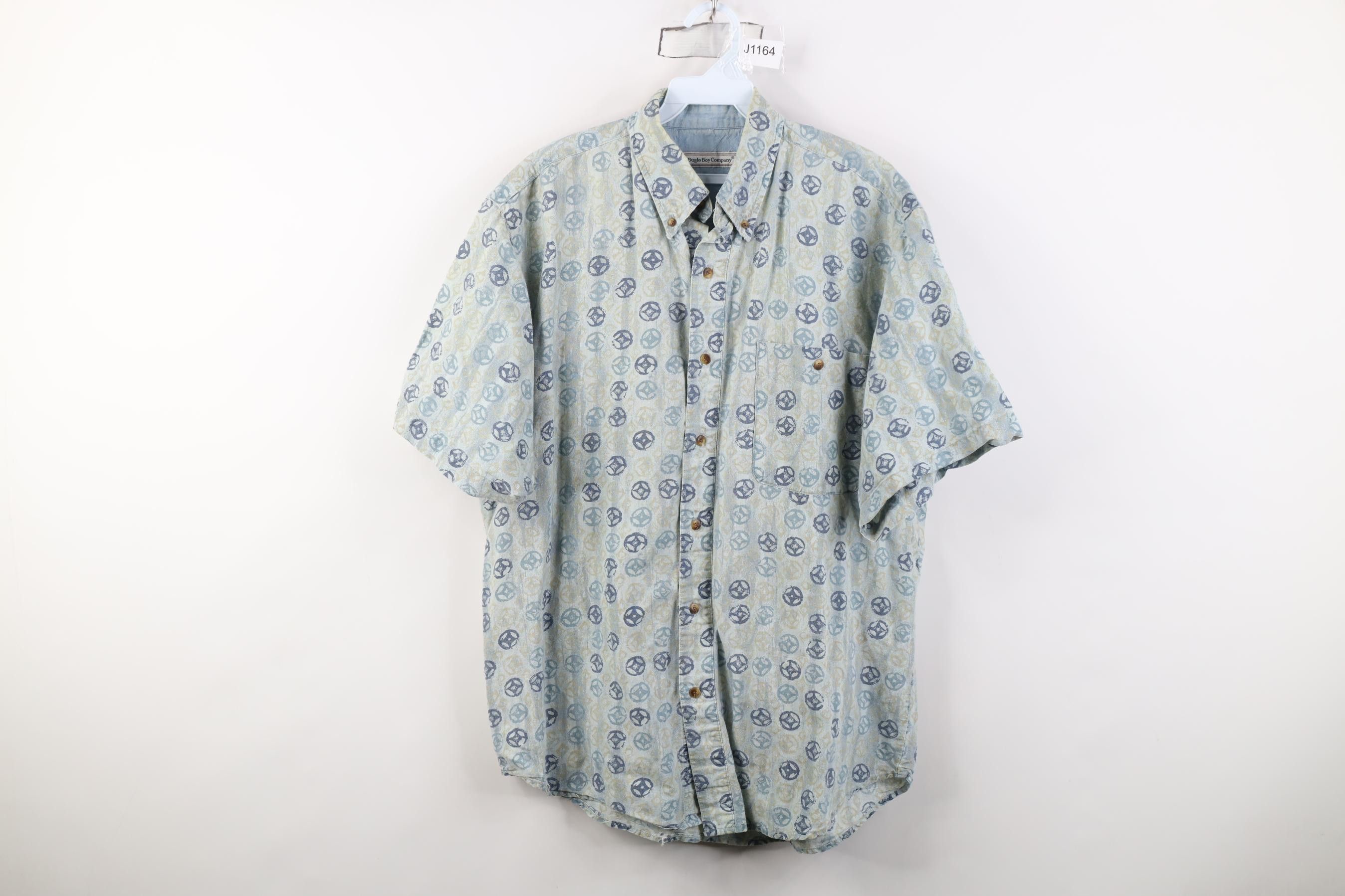 Vintage Vintage 90s Streetwear Geometric Short Sleeve Button Shirt Size US M / EU 48-50 / 2 - 1 Thumbnail