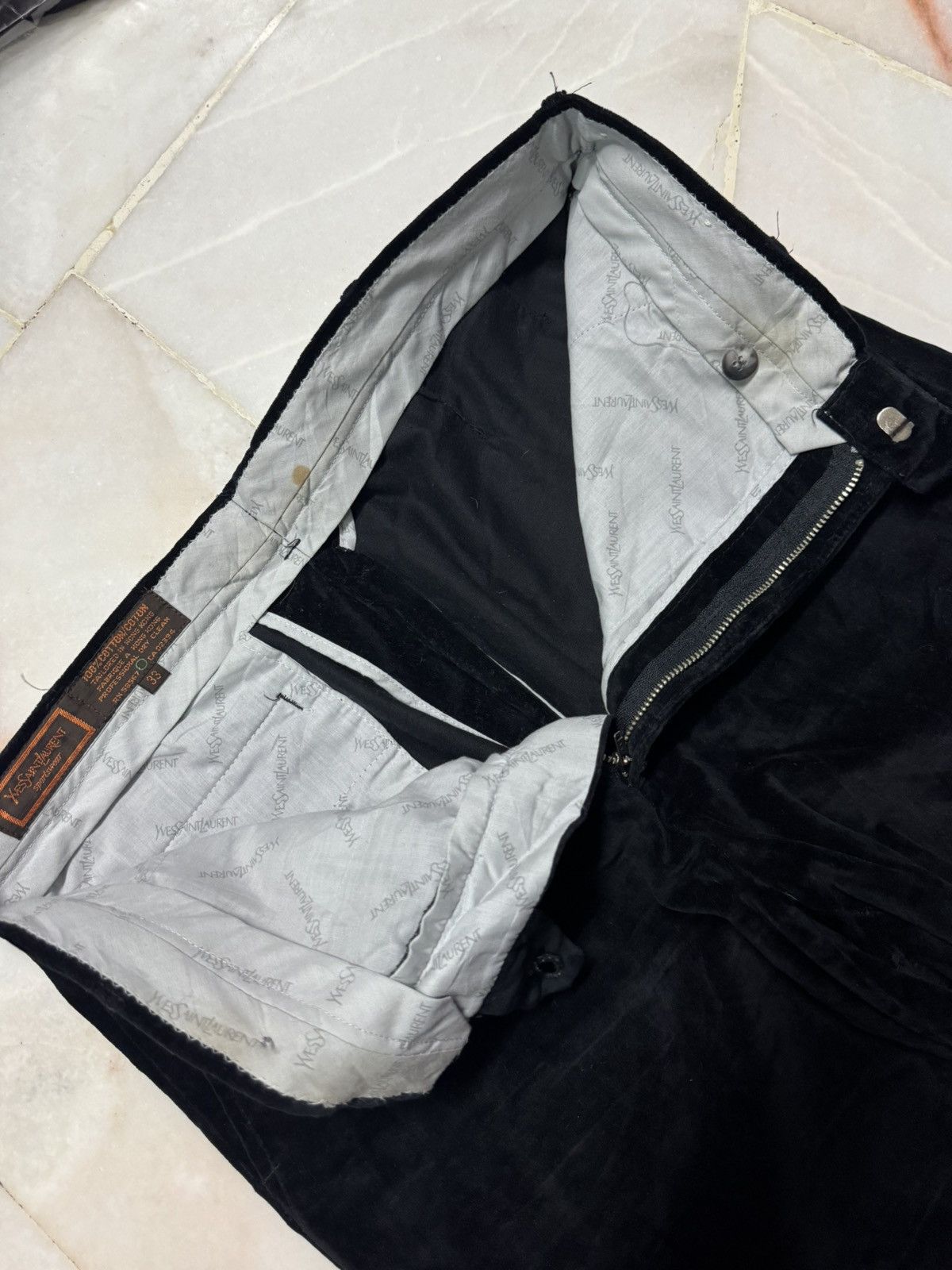 Vintage WIDE💥VINTAGE 1990s YVES SAINT LAURENT SPORTWEAR VELVET BLACK Size US 31 - 6 Thumbnail