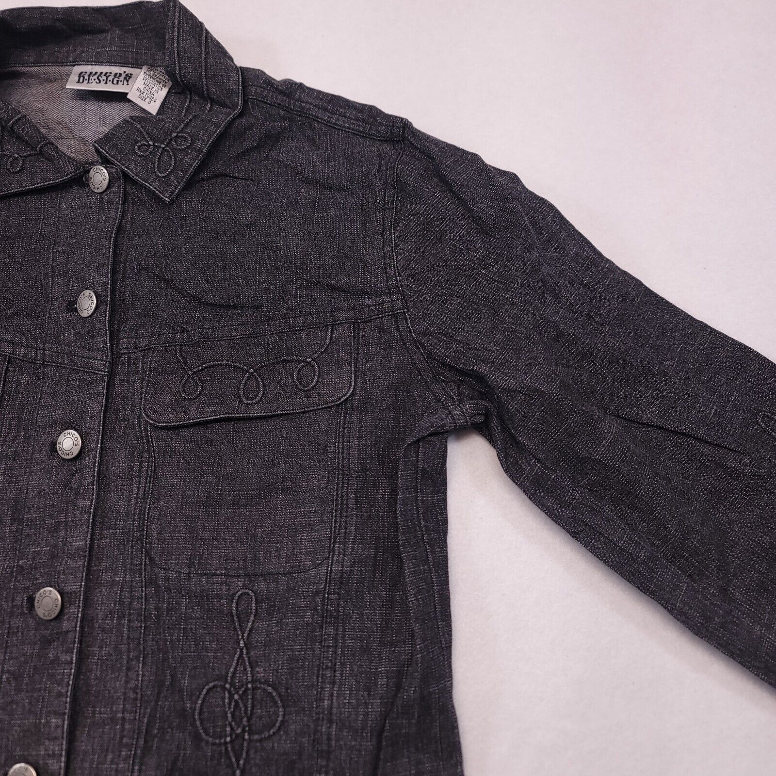 Chicos Chicos Design Button Up Denim Shirt Womens Size 0 Black Size XS / US 0-2 / IT 36-38 - 5 Thumbnail