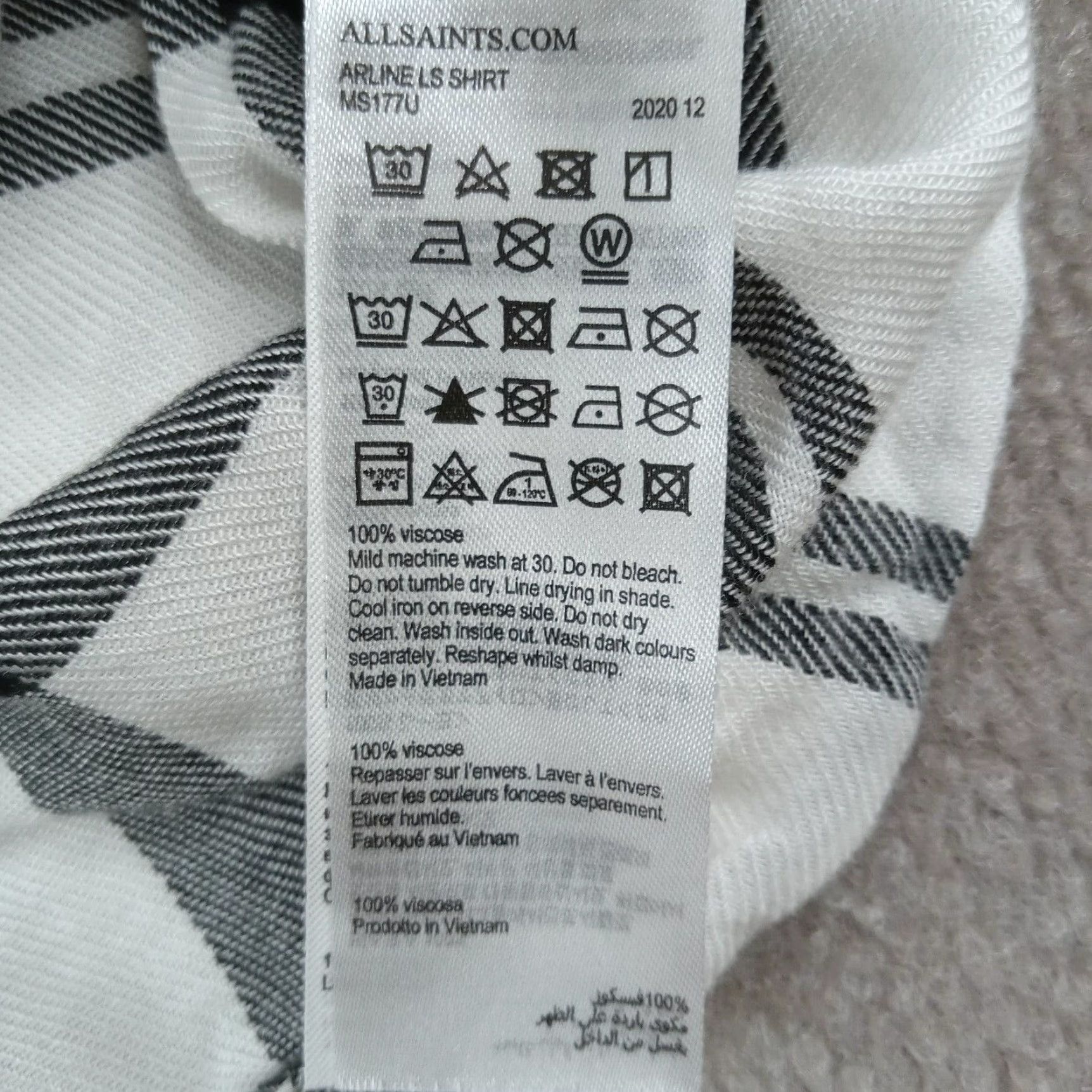Allsaints AllSaints Women's White Black Plaid Long Sleeve Button Up Shirt Large Size L / US 10 / IT 46 - 6 Thumbnail