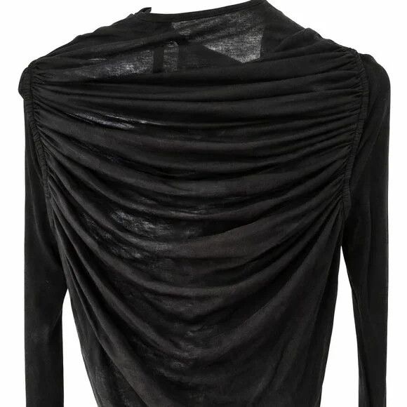 Rick Owens Lilies Rick Owens LILIES Black Ruched Zip-Front Longline Jacket Size M / US 6-8 / IT 42-44 - 3 Thumbnail
