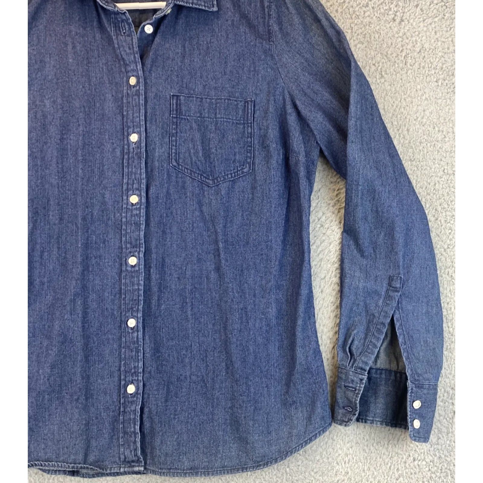 Ralph Lauren LAUREN RALPH LAUREN Women's Blue Long Sleeve Button-Up Shirt with Pockets Size M Cotton Size M / US 6-8 / IT 42-44 - 2 Thumbnail