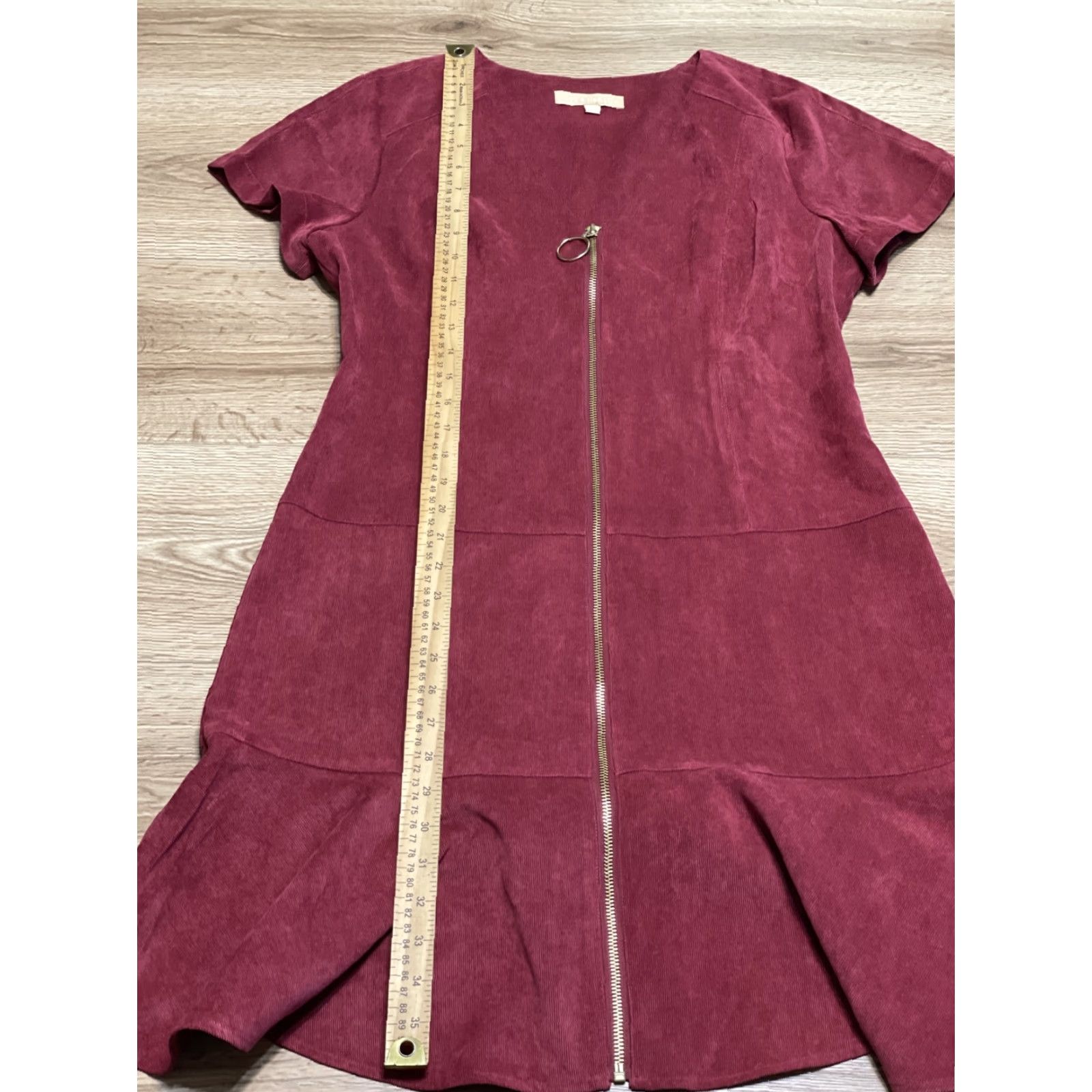 Hope Hope & Harlow Dress Red Corduroy Front Zip SZ 10 Size L / US 10 / IT 46 - 4 Thumbnail