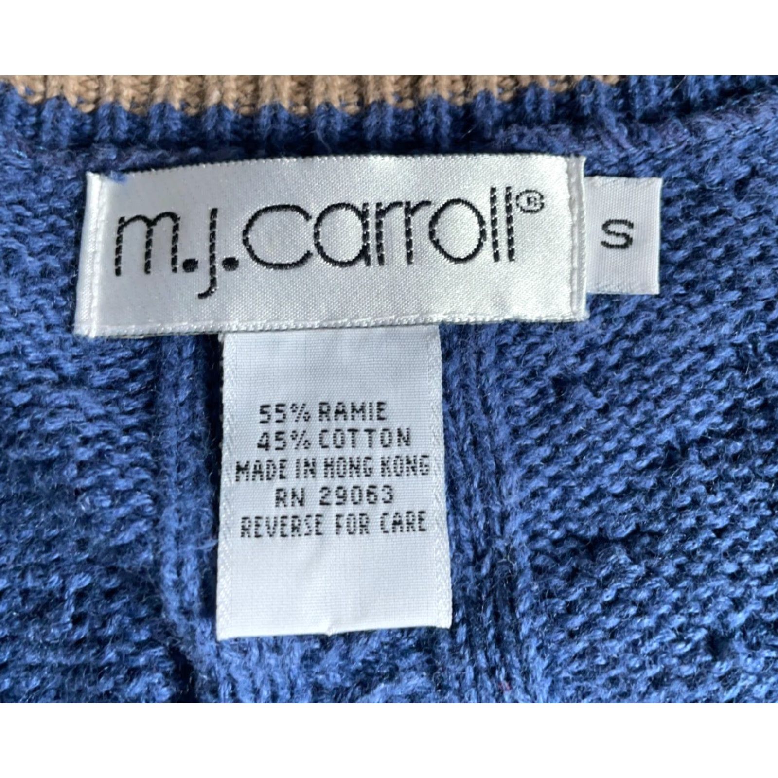 Vintage VINTAGE M.J. Carroll Sweater Shirt Women Oversized Deep V-Neck Knit 90s Blue Cotton Ramie Size S / US 4 / IT 40 - 3 Thumbnail