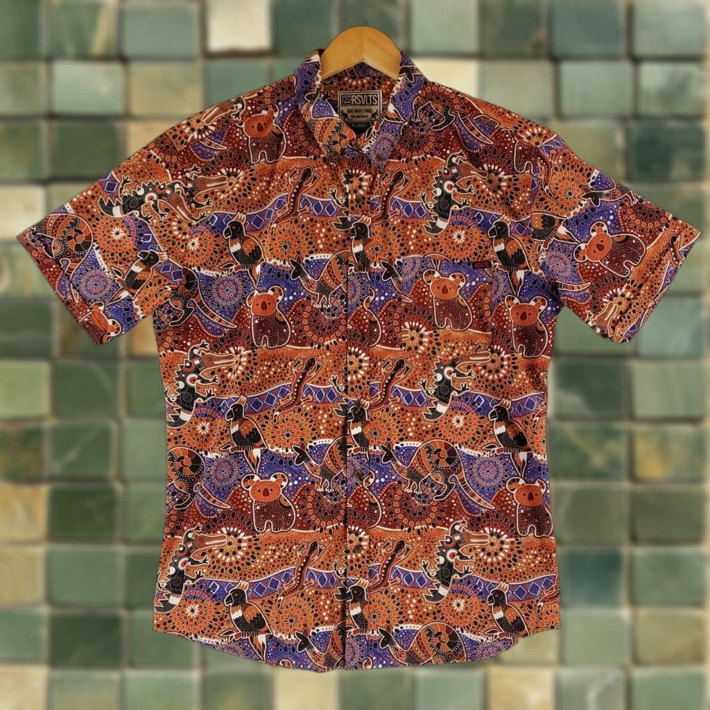 KangaROOS RSVLTS Shirt Australia Button Up Kangaroo Koala Gecko Pattern Mens XL Multicolor Shirt Mens XL Size US XL / EU 56 / 4 - 1 Thumbnail