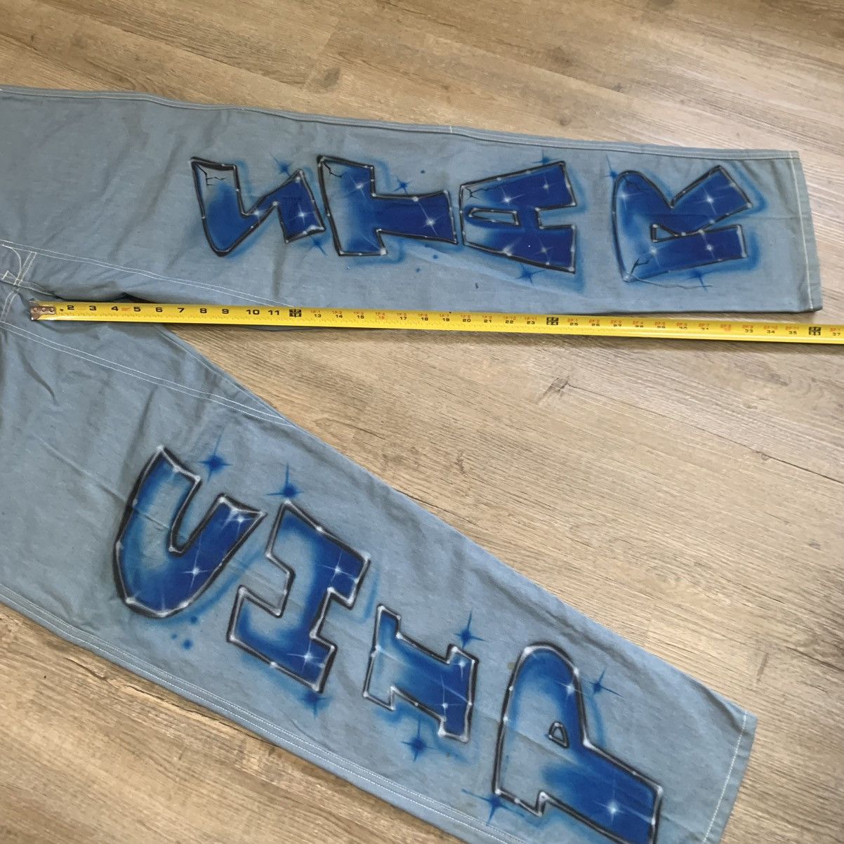 Marithe + Francois Girbaud “Chip Star” Girbaud Airbrush Jeans Size US 34 / EU 50 - 5 Thumbnail