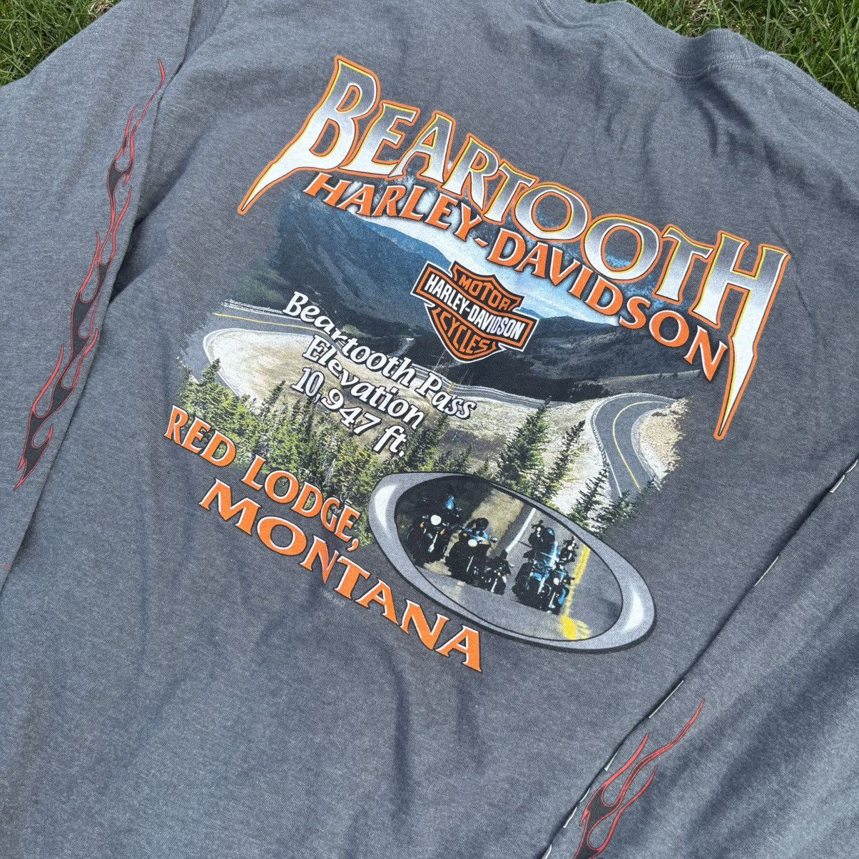 Harley Davidson × Vintage Vintage Harley Davidson Beartooth, Montana Flames Shirt Size US XL / EU 56 / 4 - 5 Thumbnail