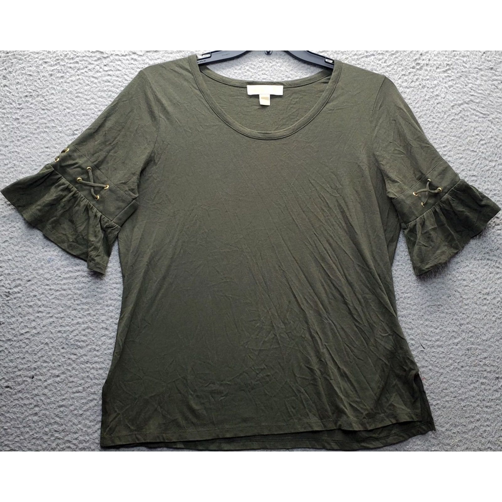 Michael Kors Michael Kors Blouse Womens L Green Round Neck Pullover Slit Sleeve Tee Top Size L / US 10 / IT 46 - 2 Thumbnail