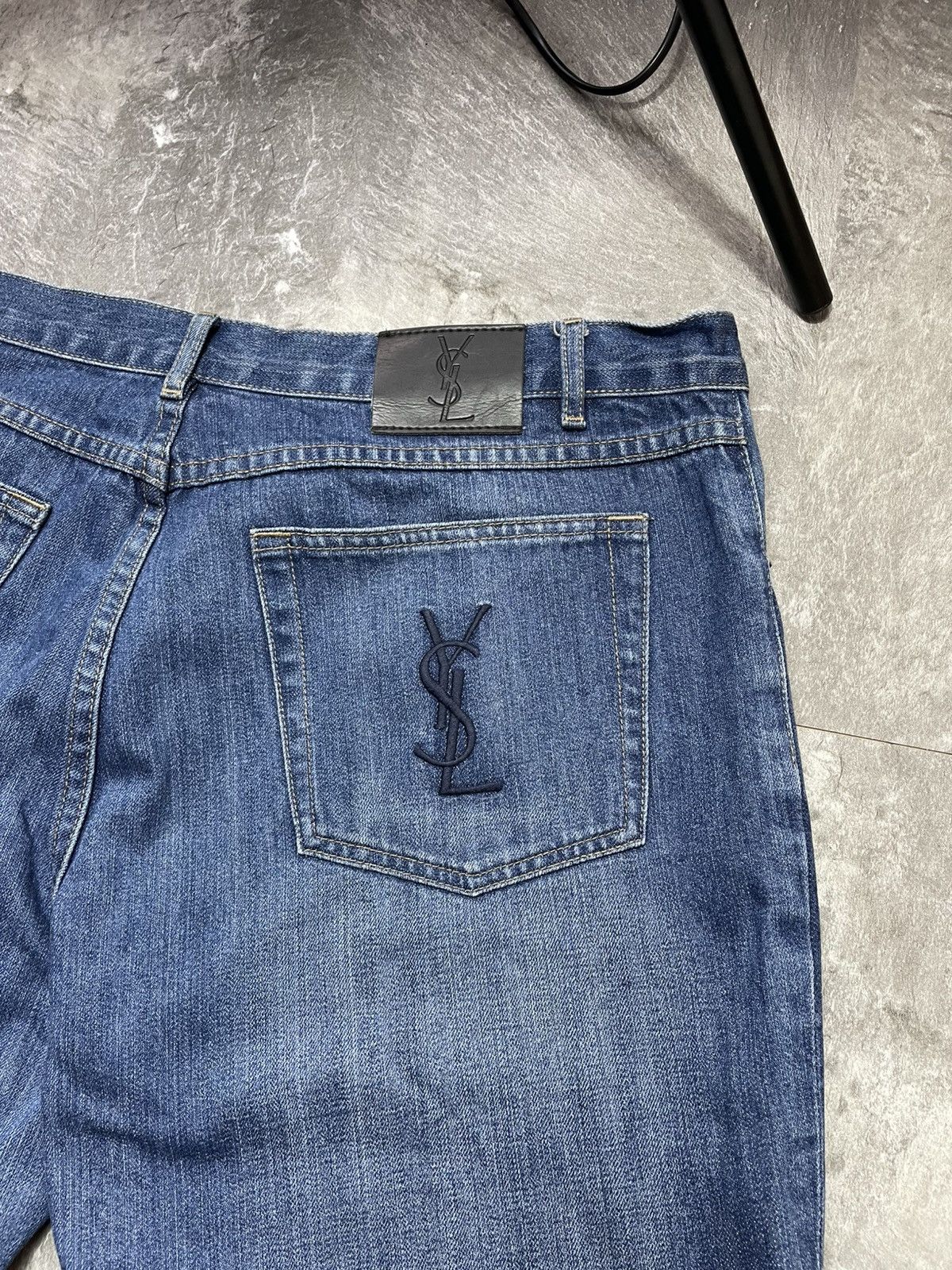 Yves Saint Laurent Yves Saint Lauren Baggy Denim Pants YSL Embroidered Logo Y2k Size US 38 / EU 54 - 2 Thumbnail