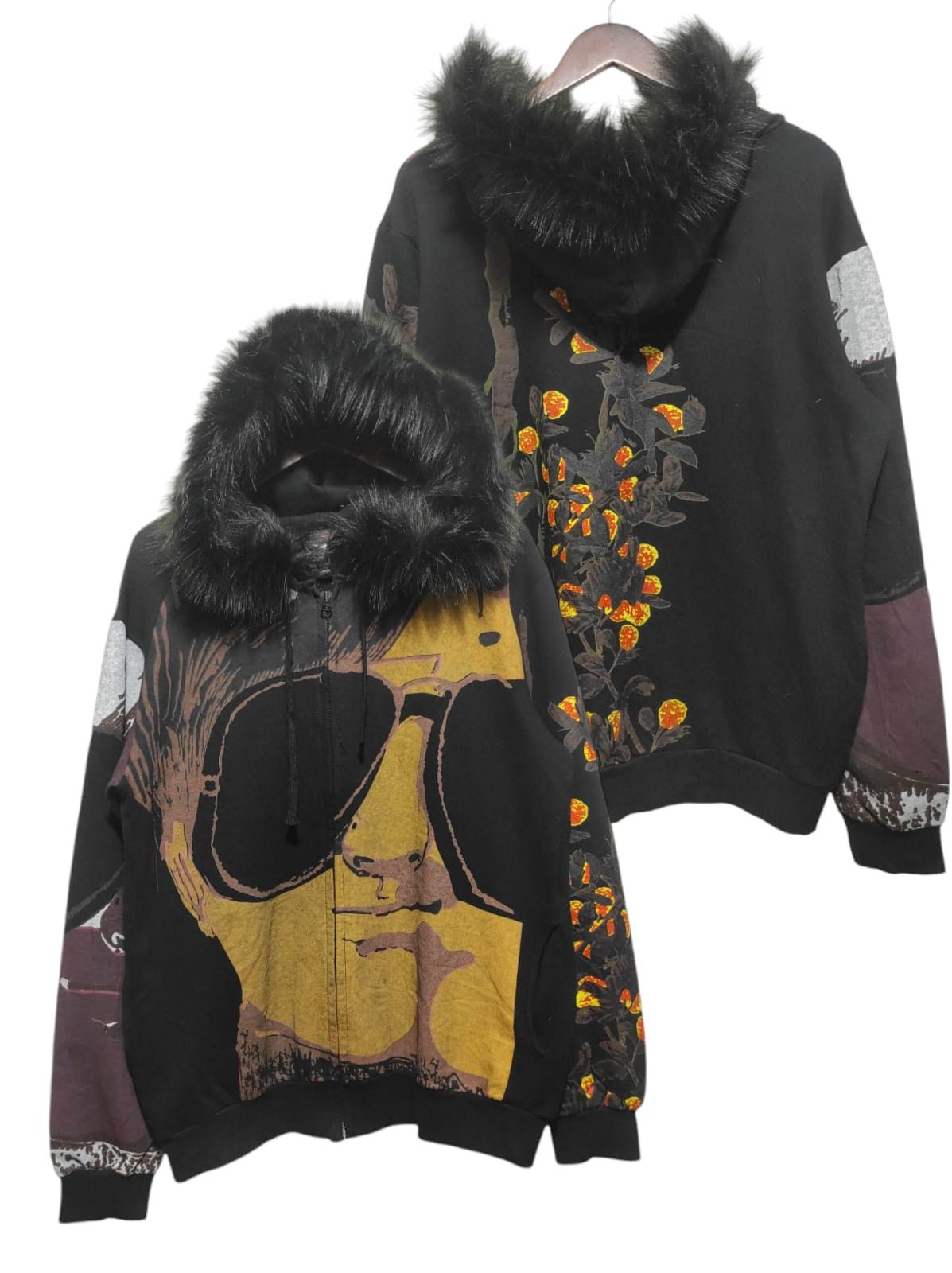 Custo Barcelona Full Print Zip Fur Hoodie i6w9 Lgb Style
