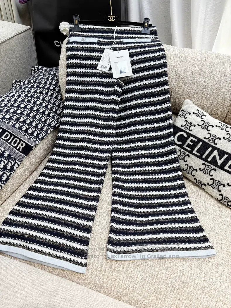 Chanel Chanel 22B spring and summer blue and white gold striped k Size 24" / US 00 / IT 34 - 2 Thumbnail